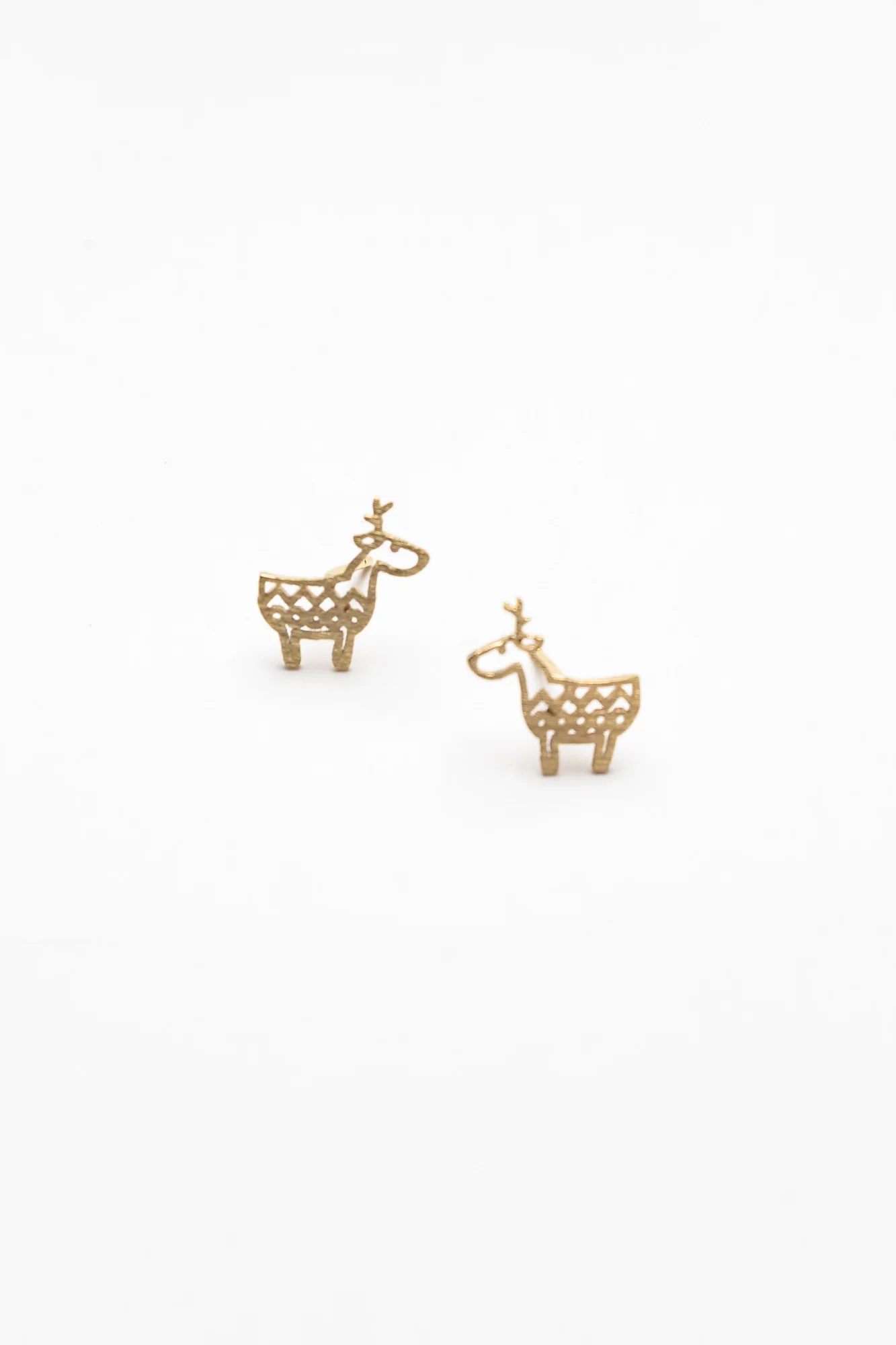 Reindeer Gold Stud Earrings