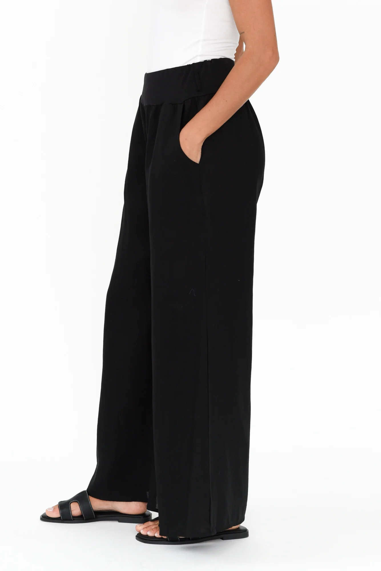 Emeline Black Linen Blend Pants