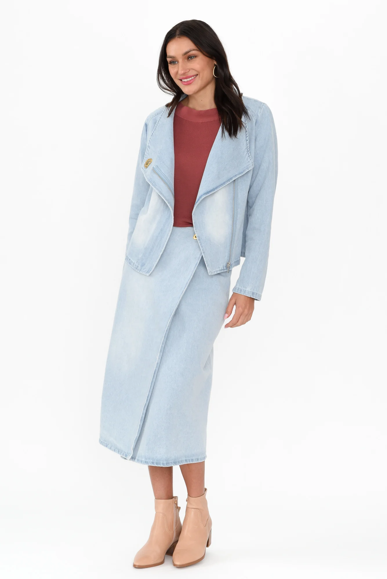 Flight Light Blue Denim Wrap Skirt