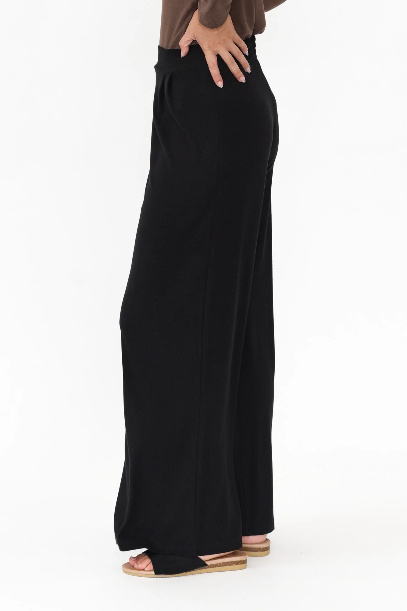 Joplin Black Bamboo Wide Leg Pants