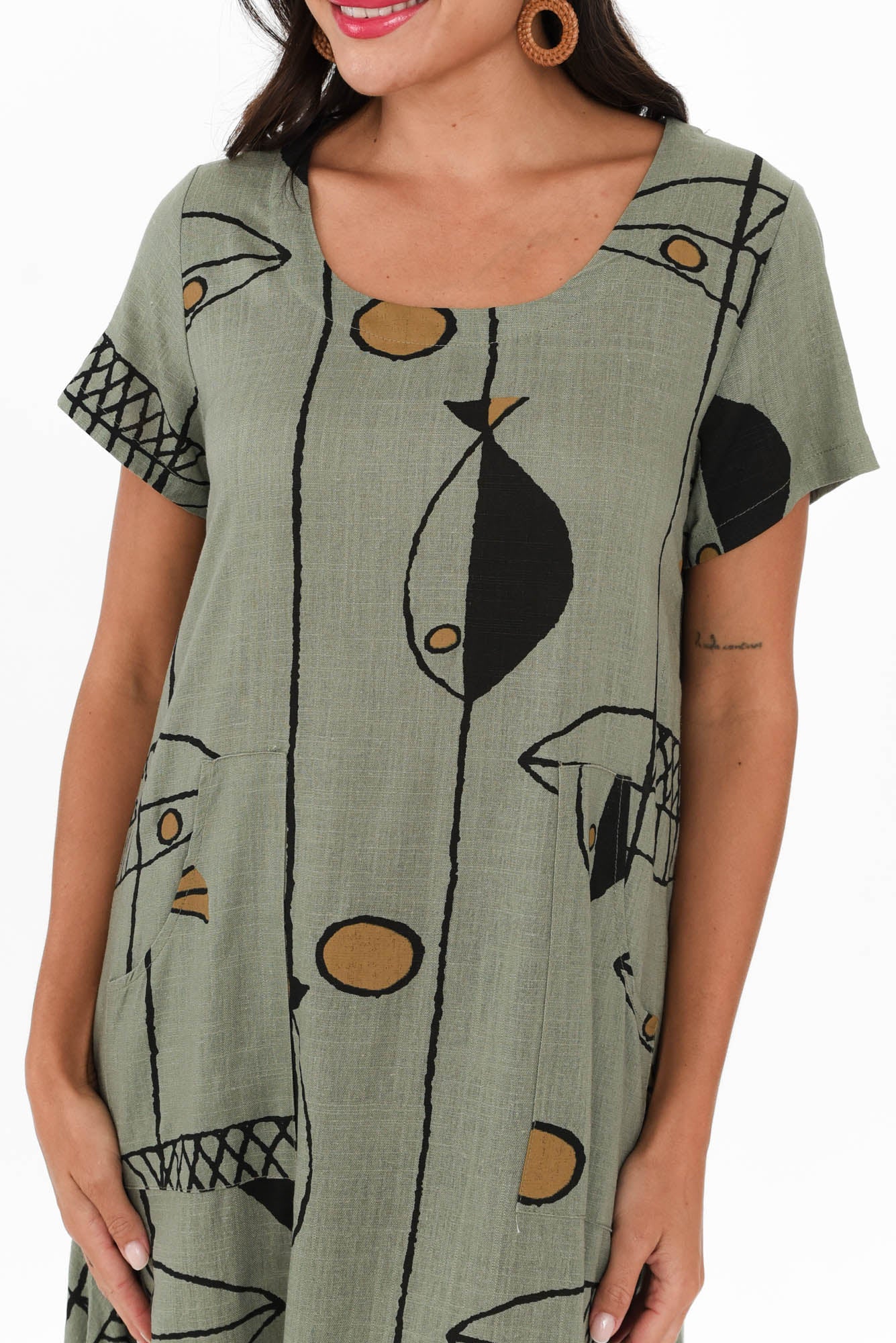 Lula Khaki Sea Linen Cotton Dress