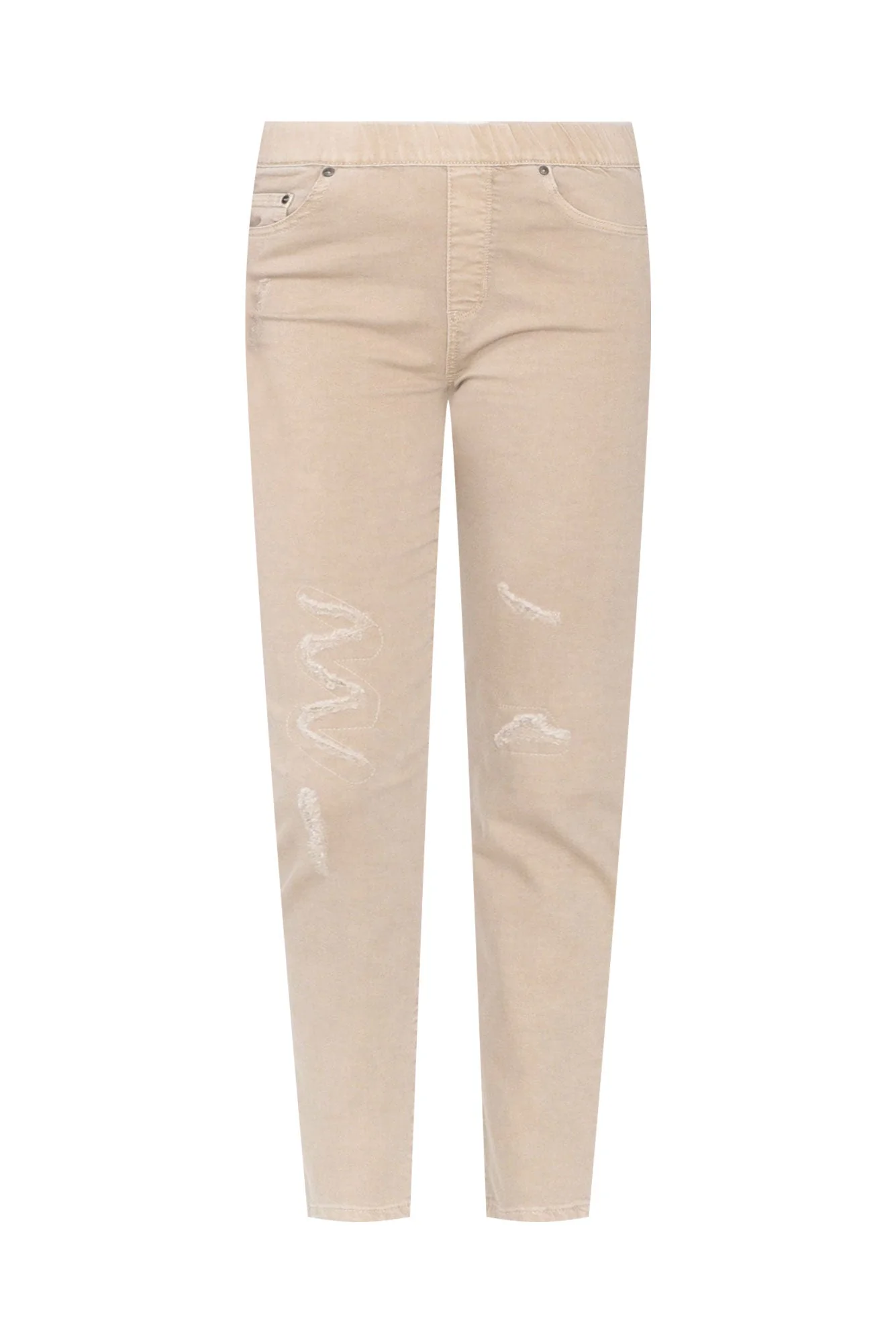 Zadie Distressed Beige Stretch Jeans