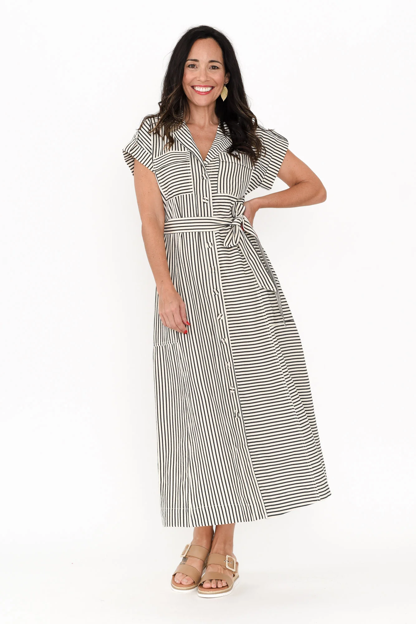 Portia Black Stripe Tie Dress