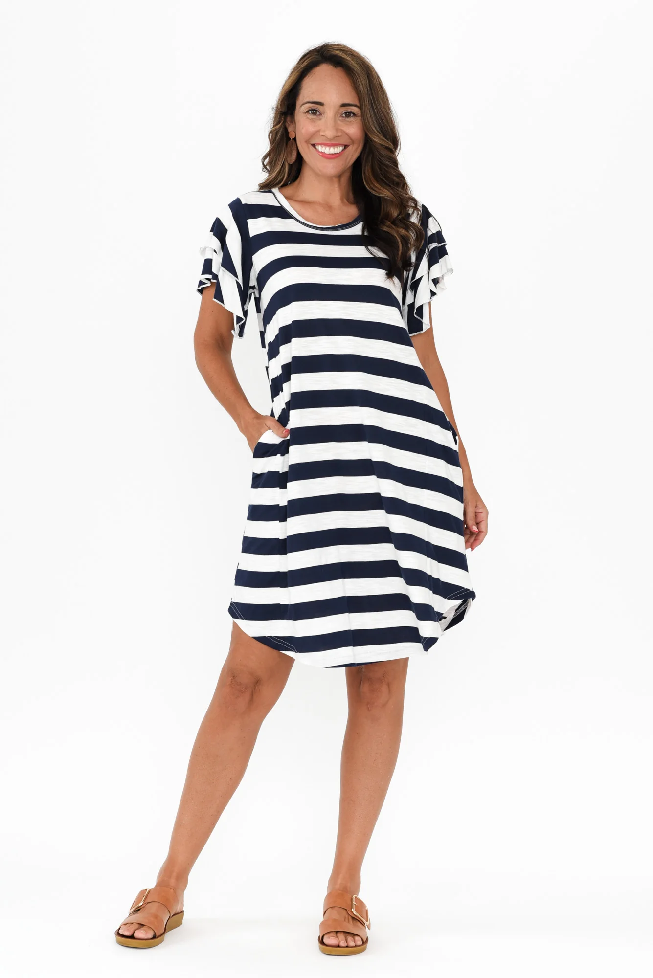Sydney Blue Stripe Cotton Tee Dress
