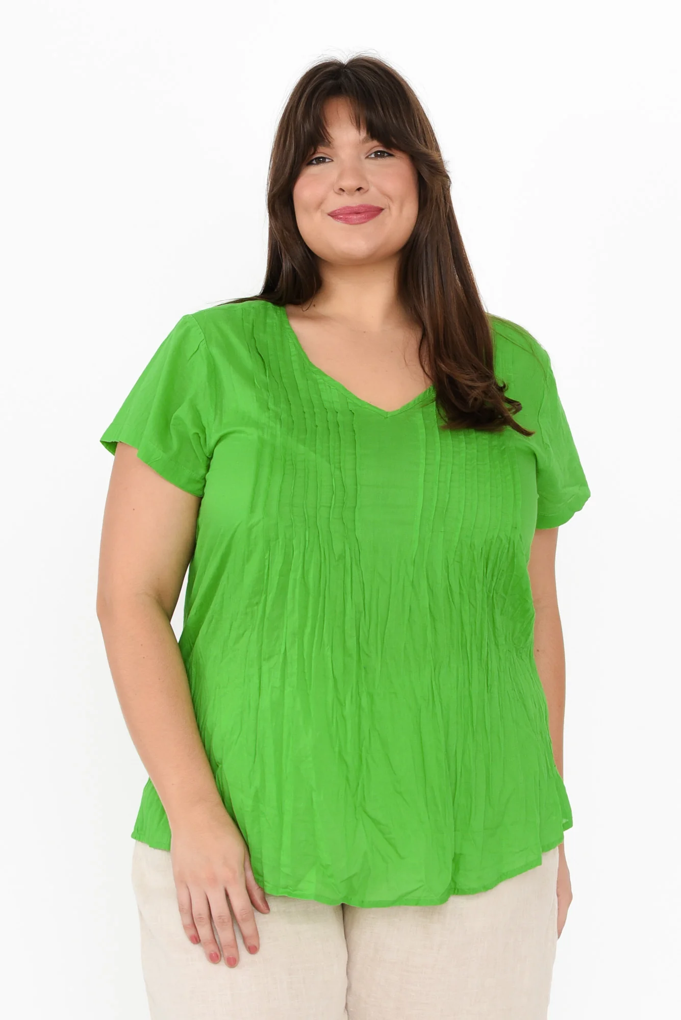 Fia Lime Crinkle Cotton Top