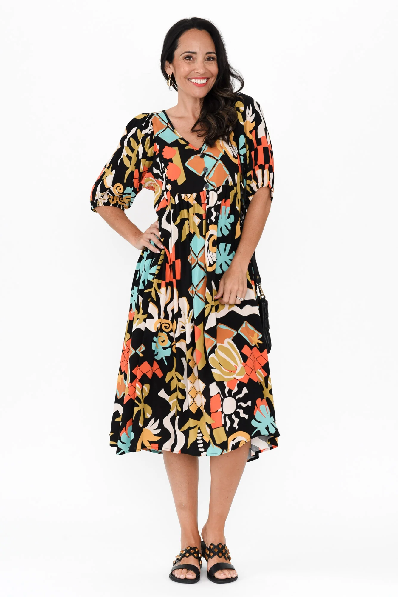 Pansy Black Tile Pocket Dress