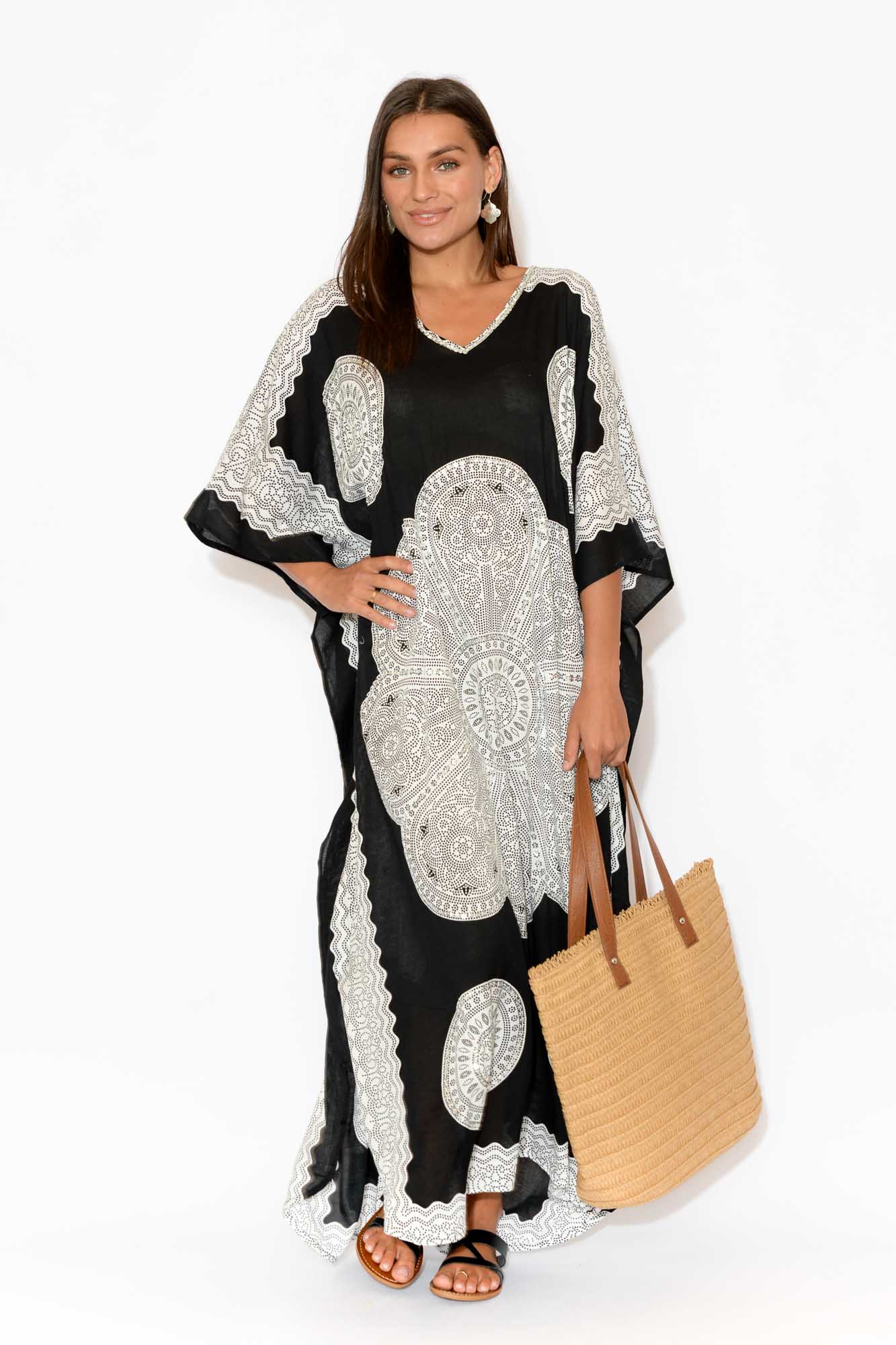 Black Sequin Maxi Kaftan