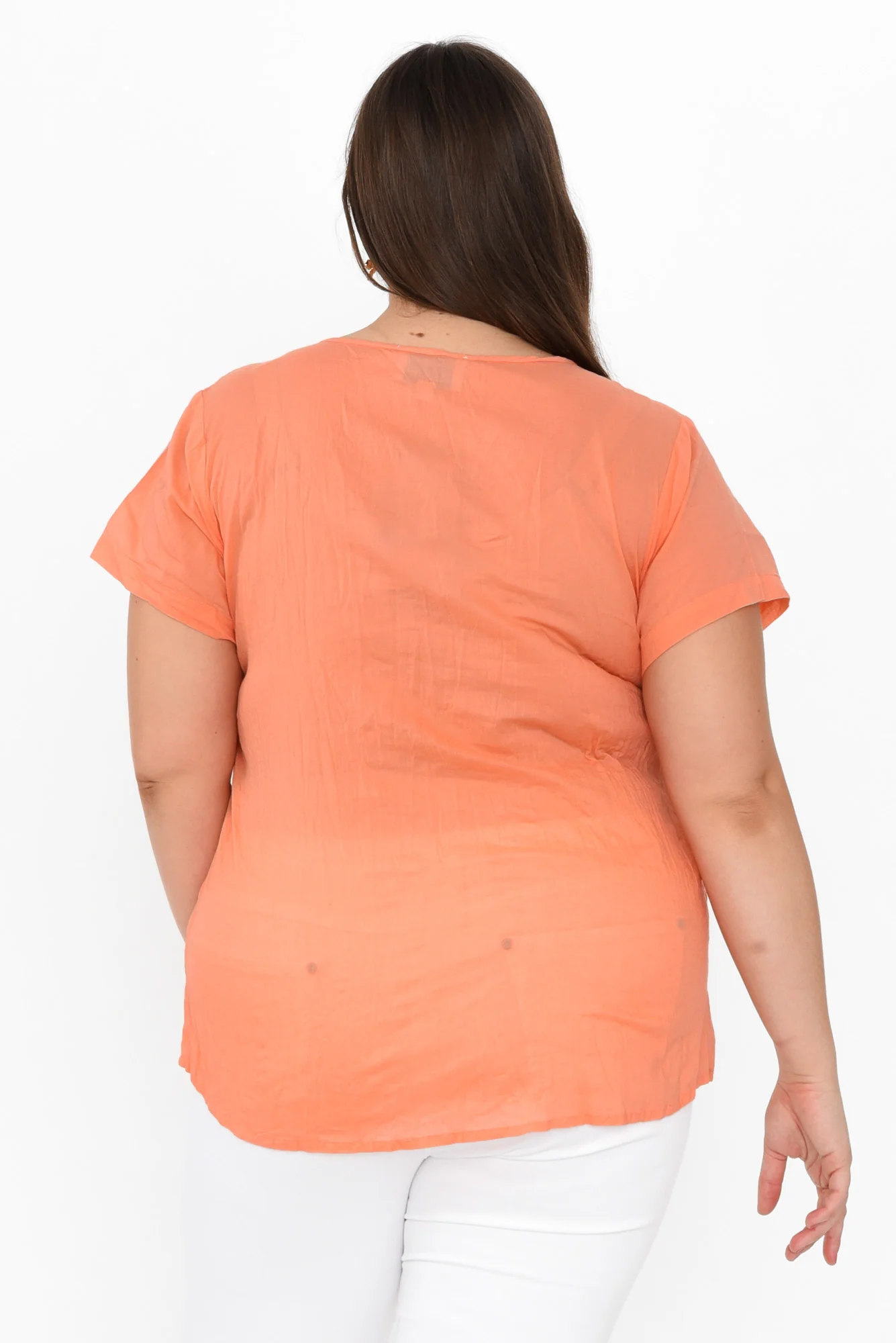 Fia Peach Crinkle Cotton Top