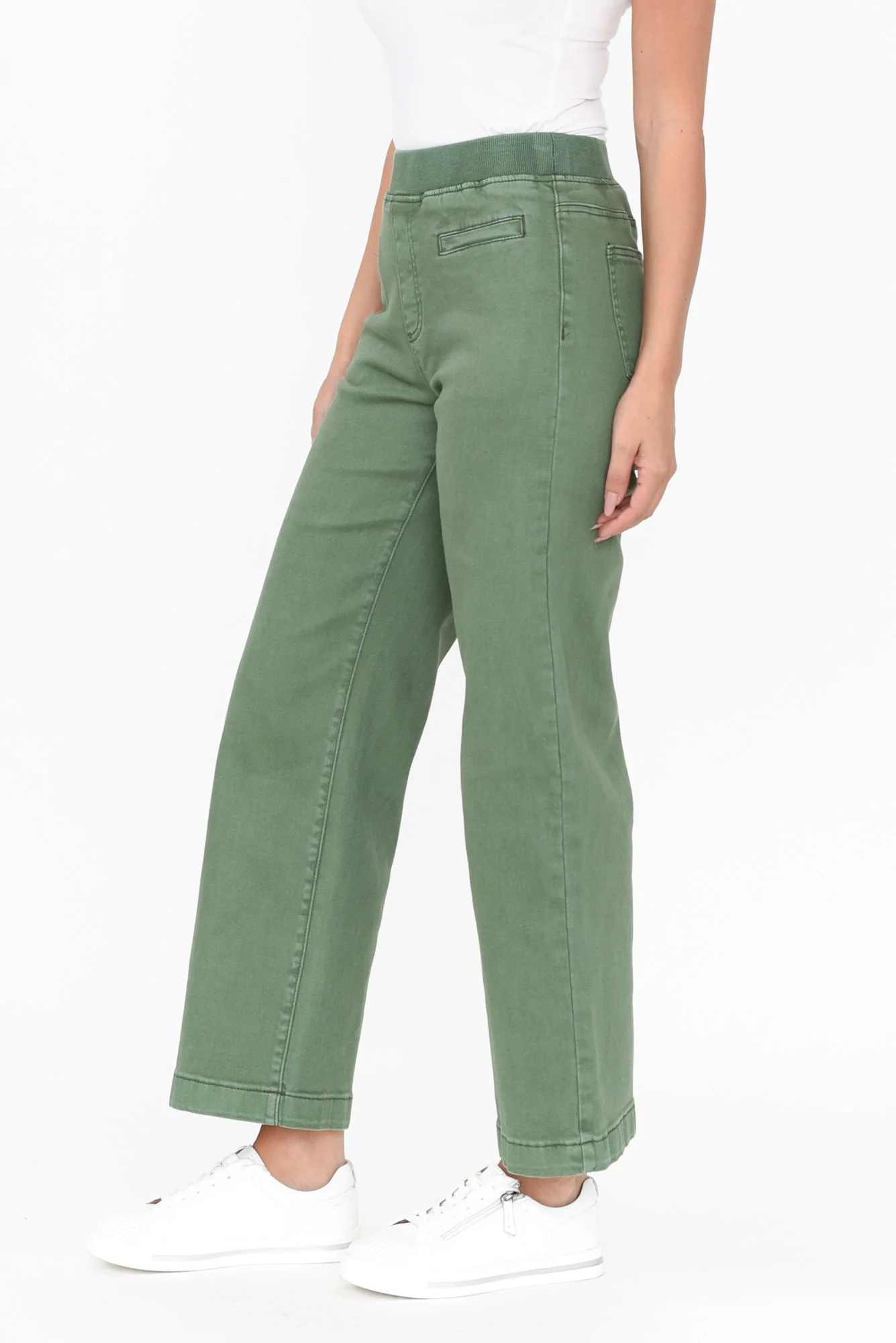 Maddy Khaki Wide Leg Jeans