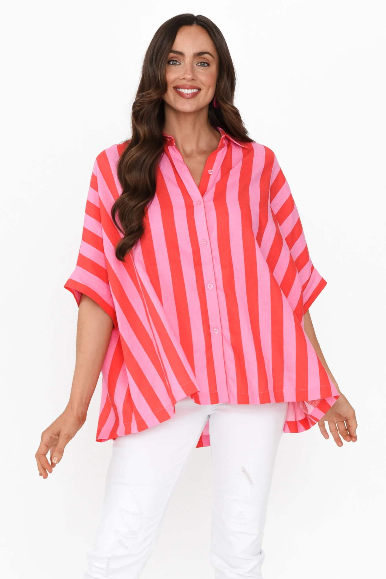 Palermo Pink Stripe Linen Blend Shirt