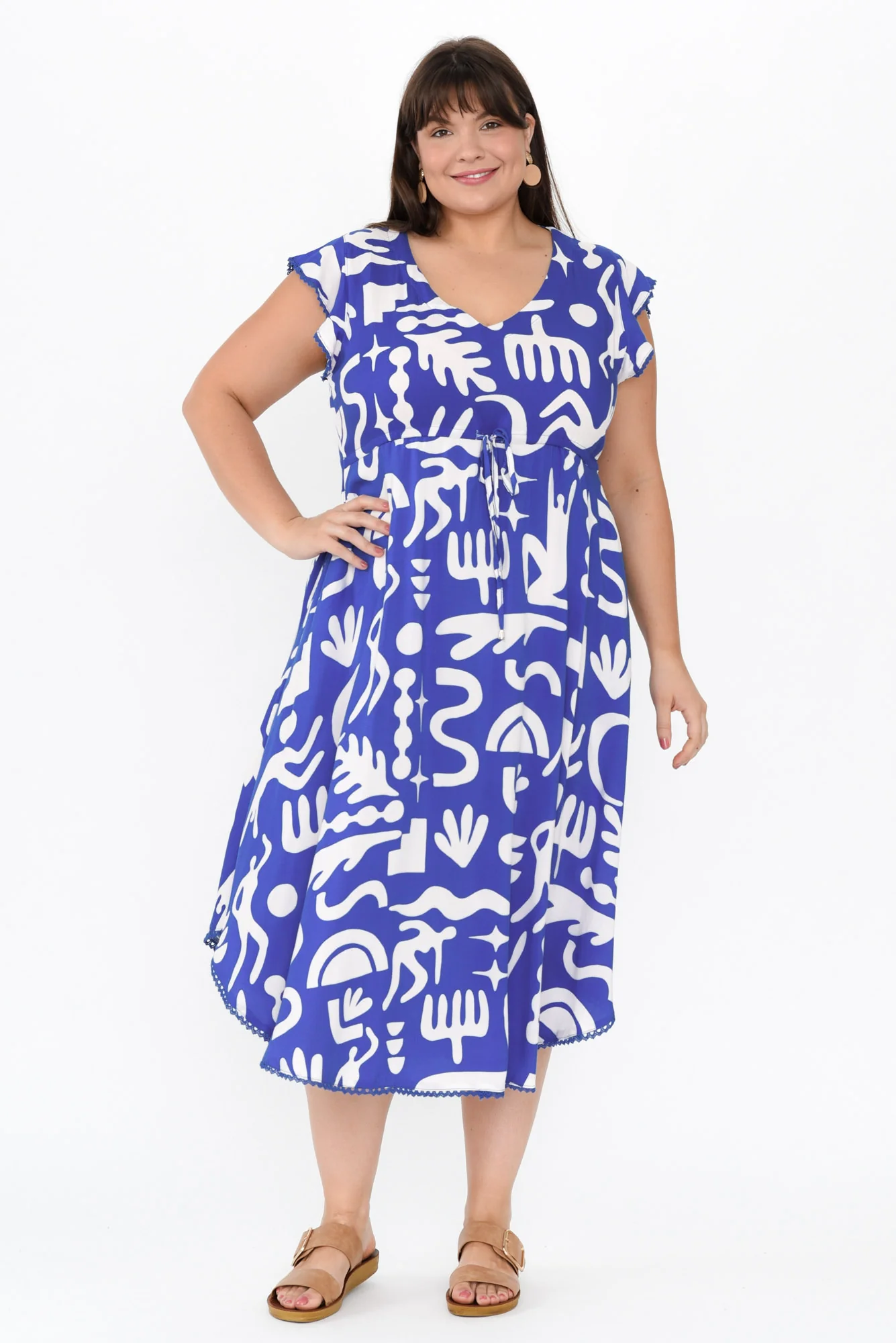 Libby Blue Geo Midi Dress