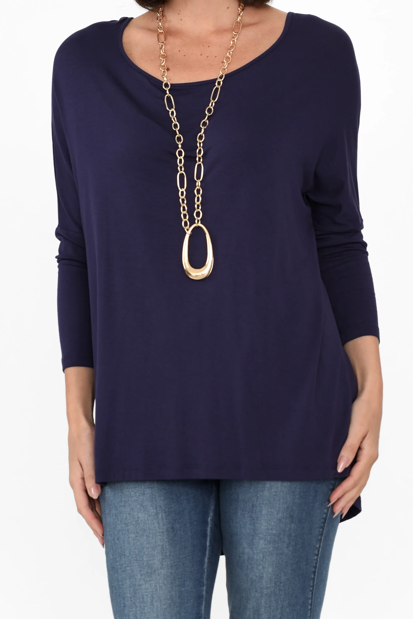 Navy Milan 3/4 Sleeve Top