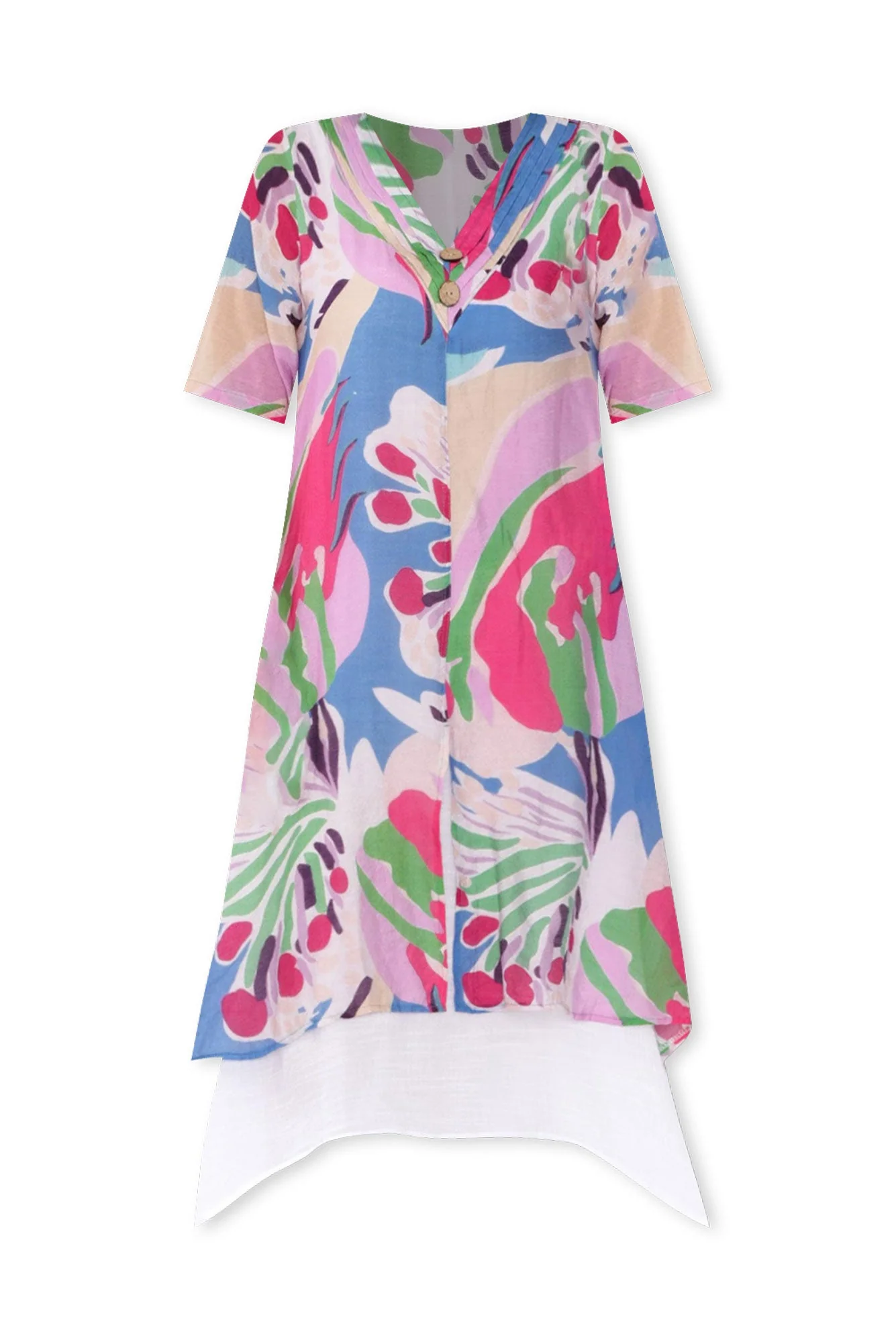 Nala Blue Tropical Layers Dress