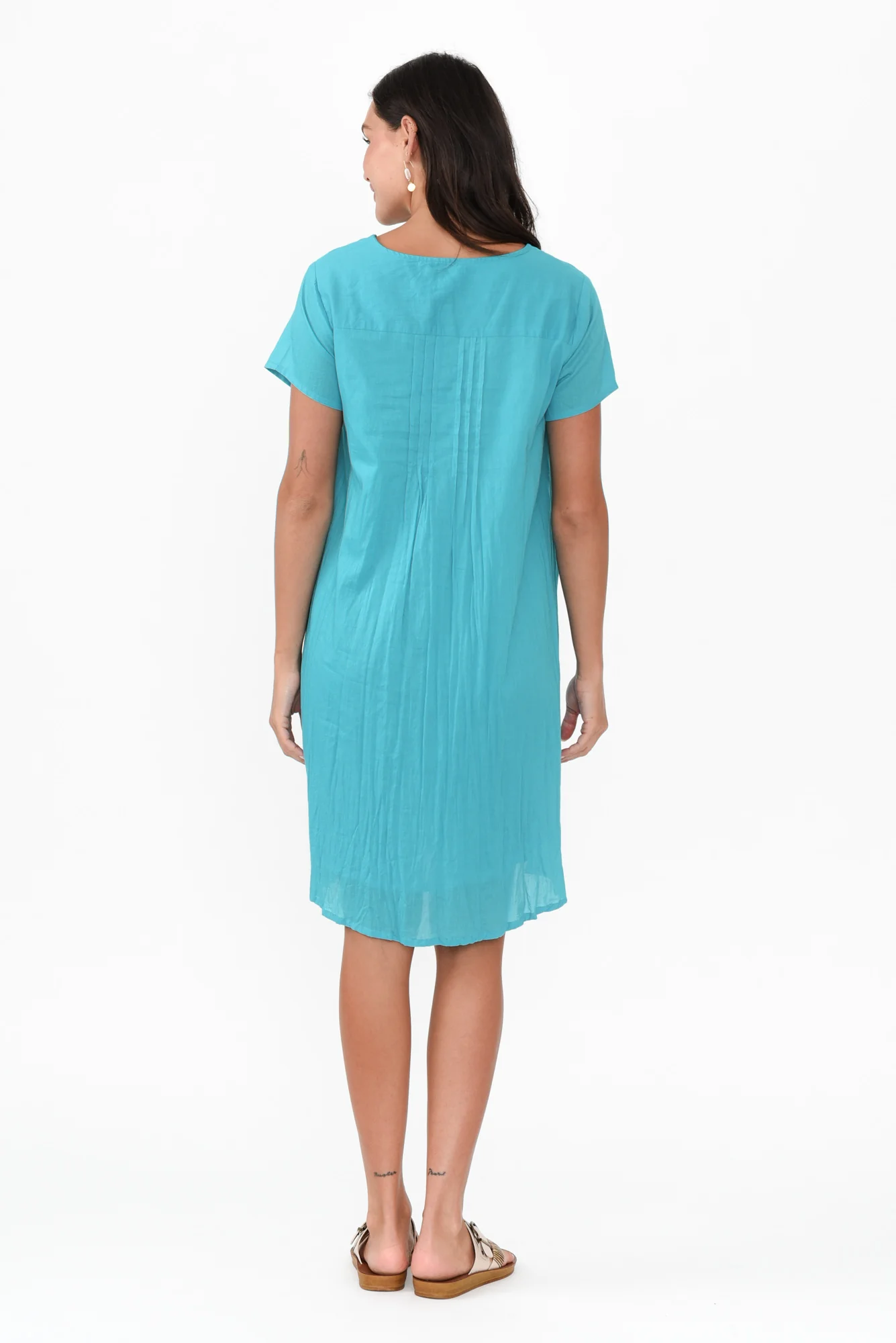 Sabina Sky Blue Crinkle Cotton Dress
