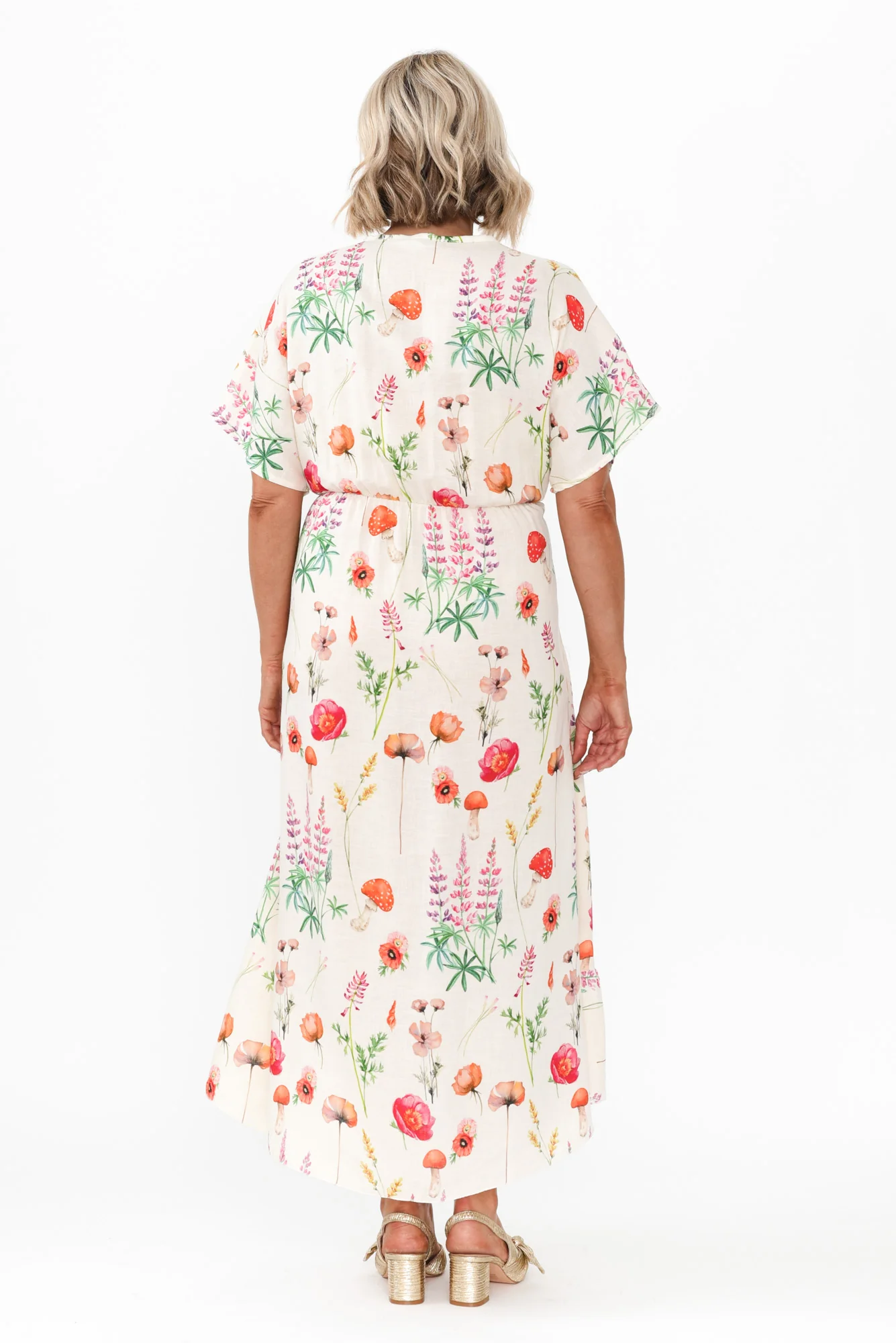 Luanne White Floral Linen Blend Dress