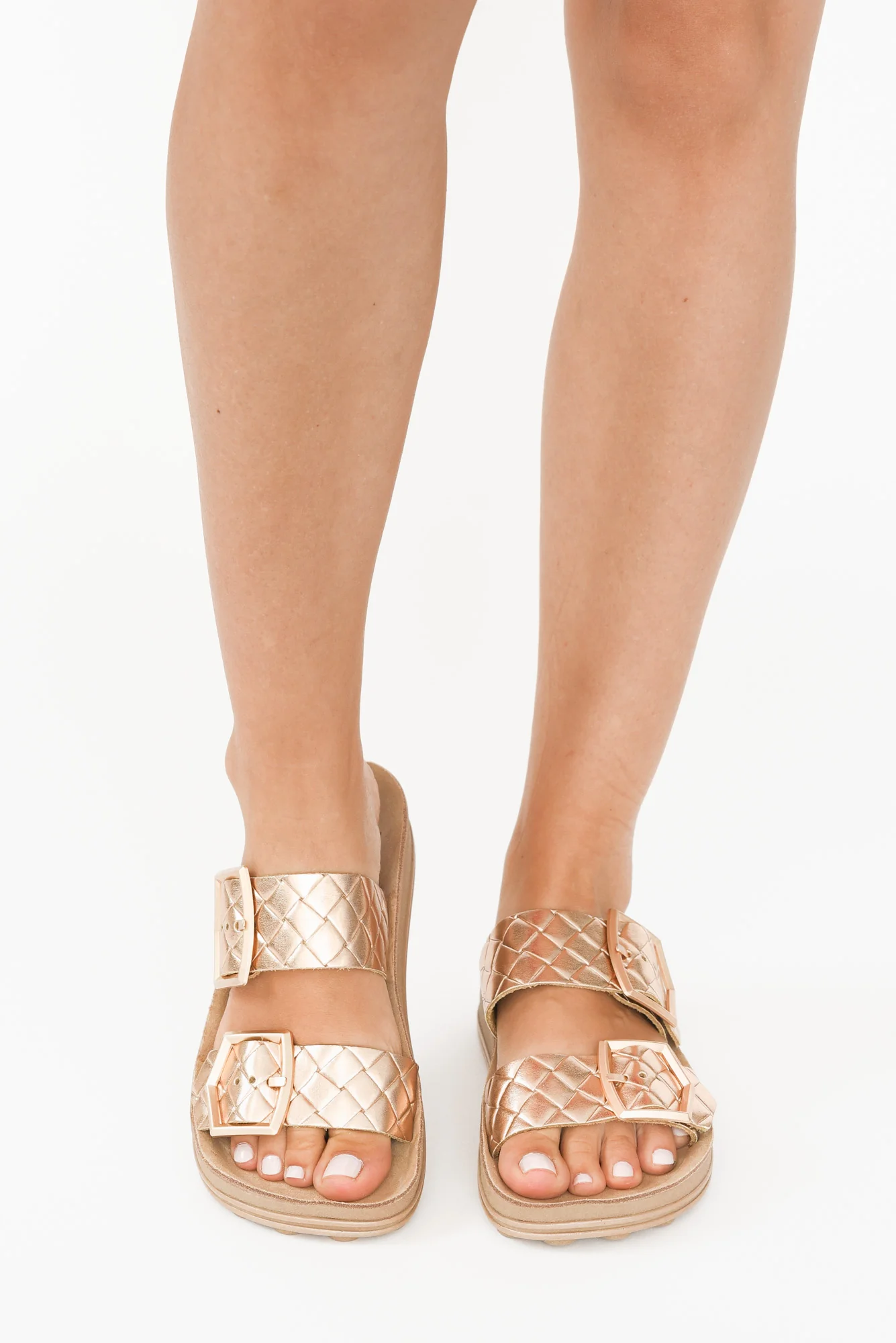 Taylor Rose Gold Quilted Slide