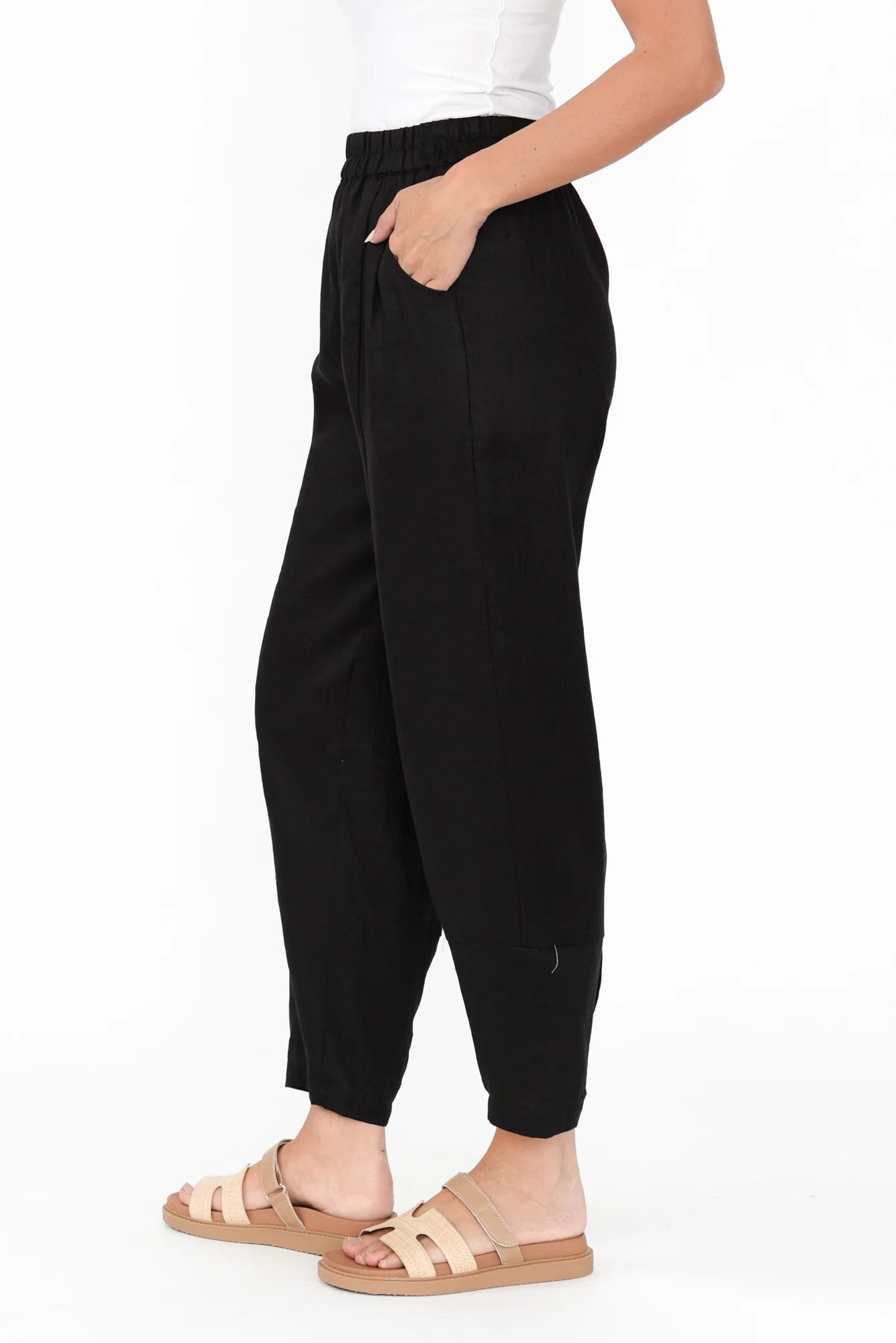 Botev Black Linen Relaxed Pants