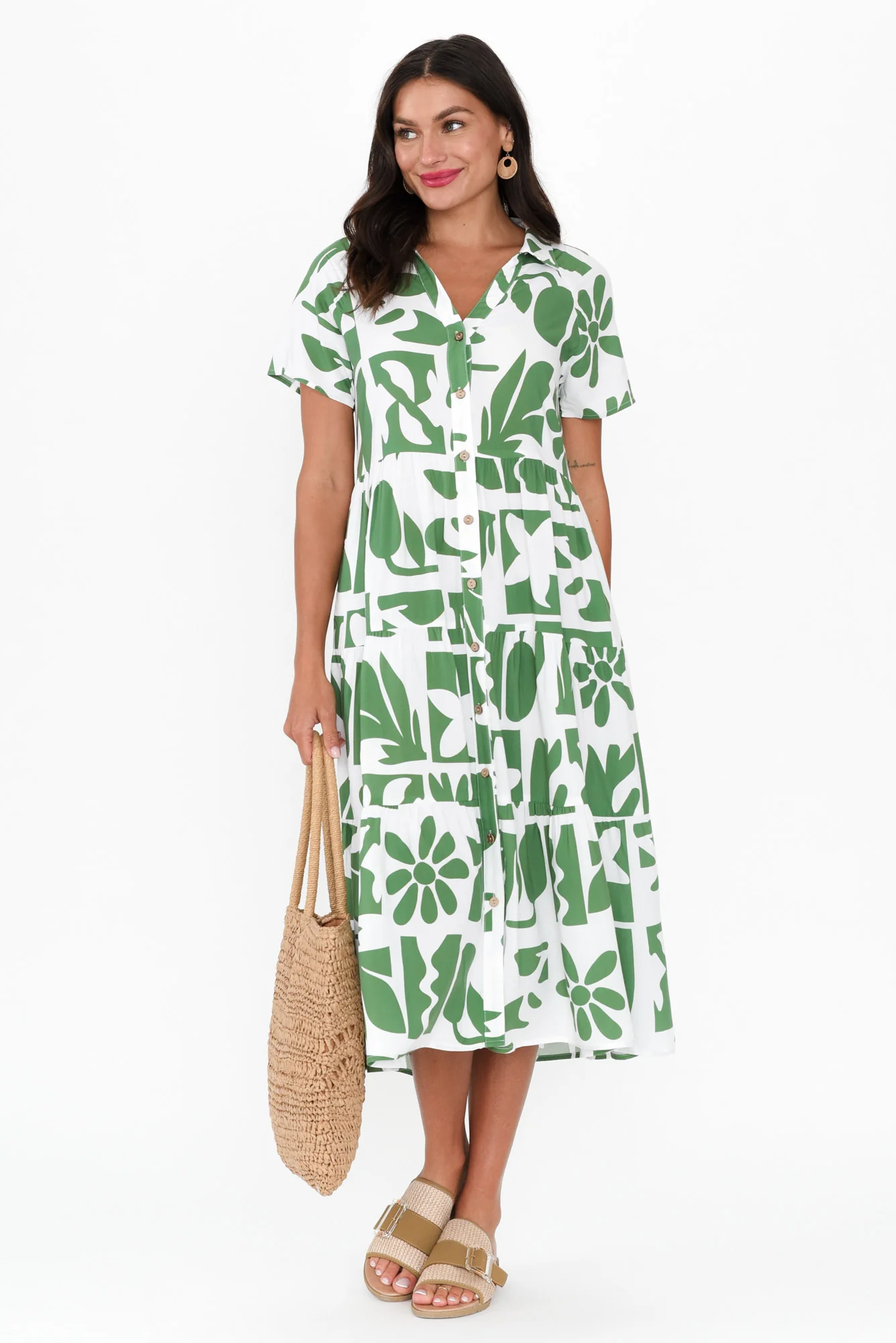 Gabi Green Tiered Dress