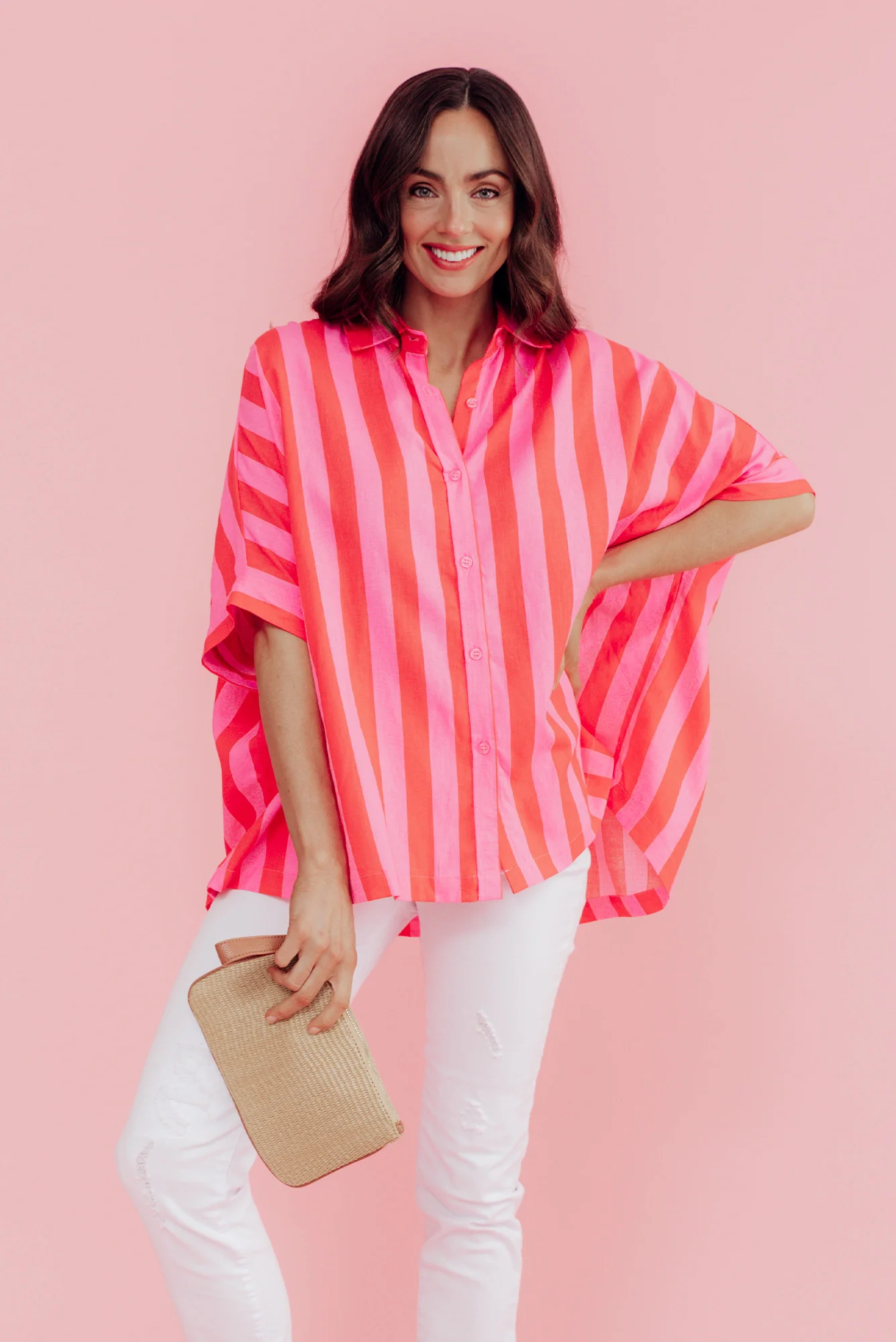 Palermo Pink Stripe Linen Blend Shirt