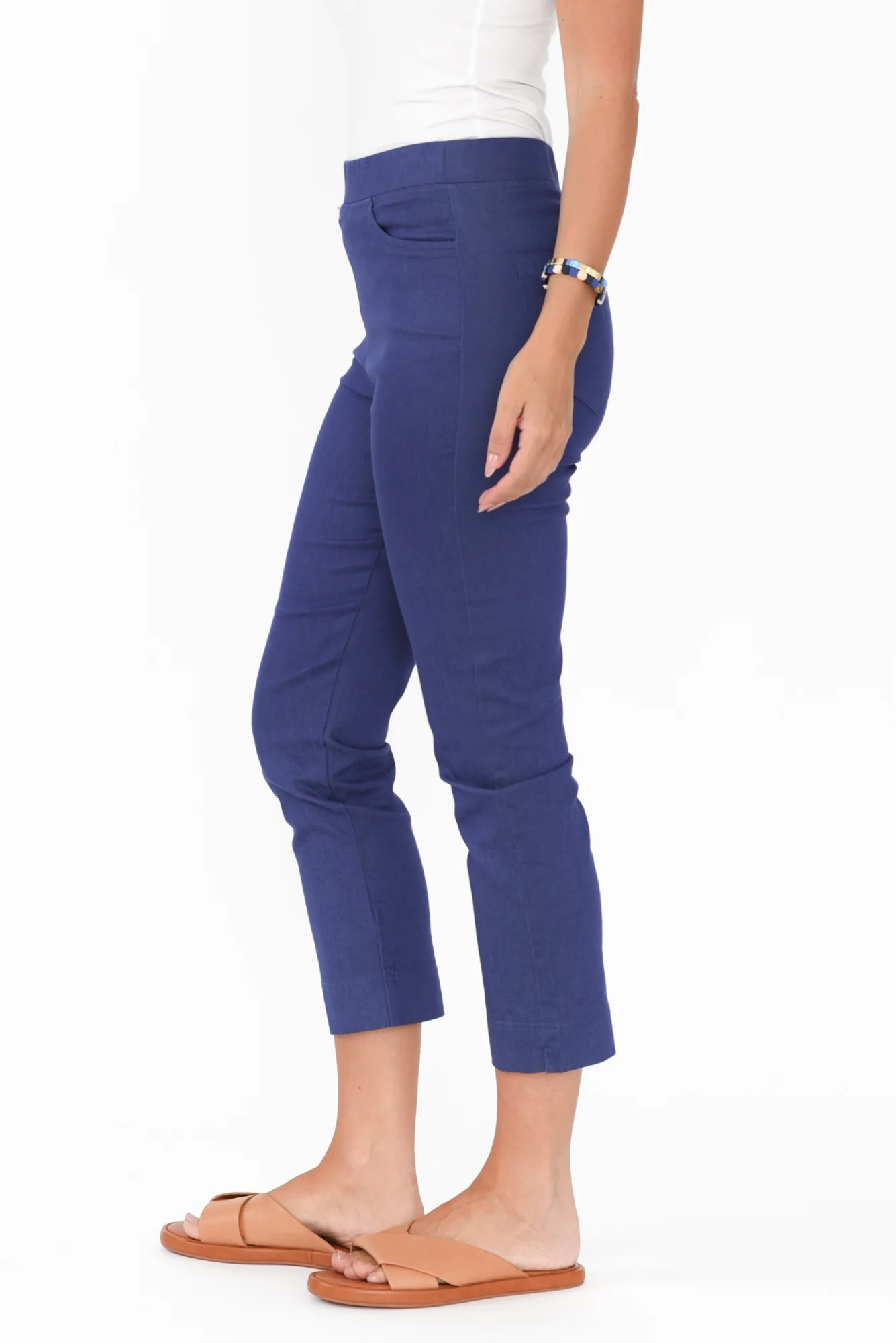 Monza Dark Blue Stretch 7/8 Pants