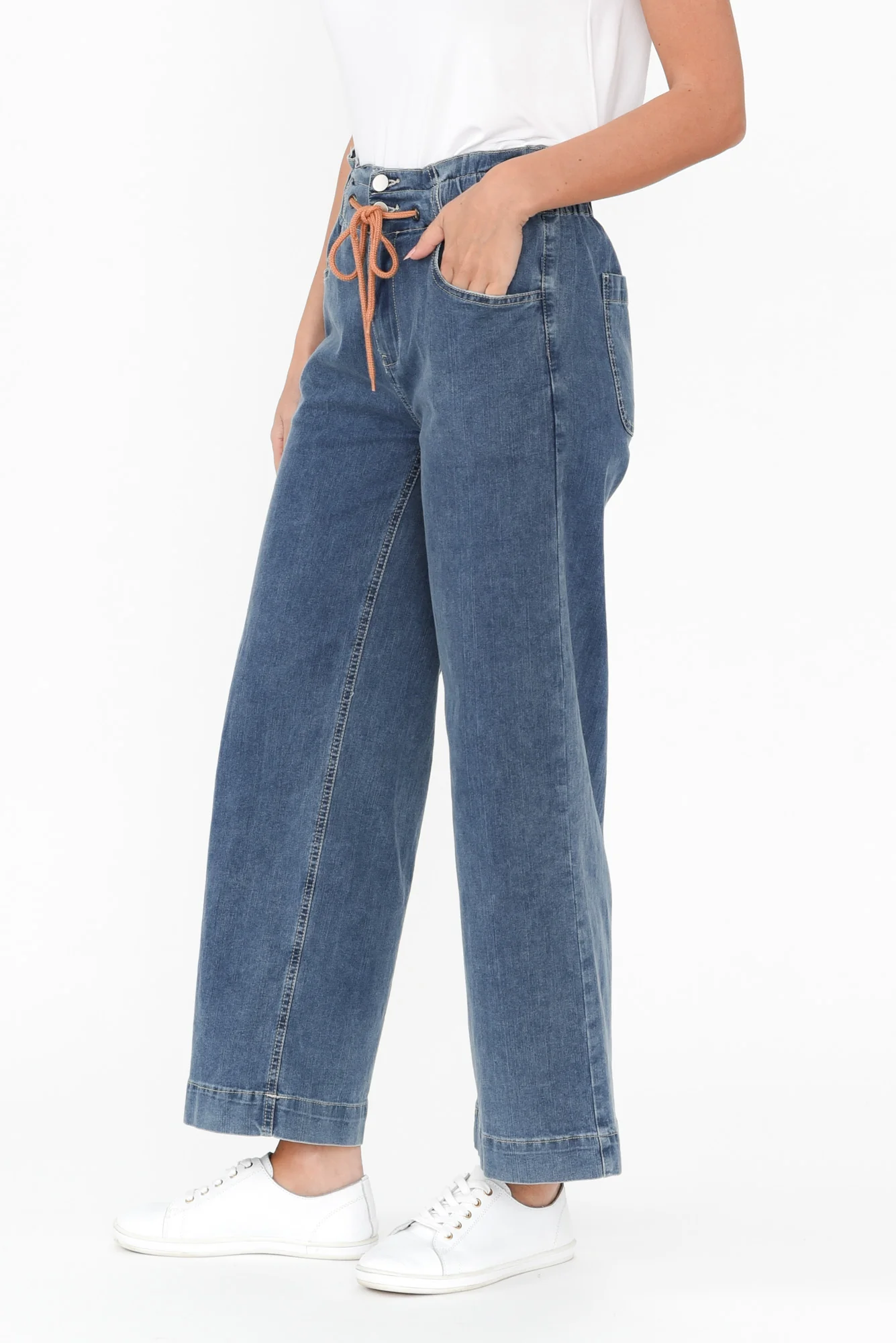 Halifax Dark Blue Denim Wide Leg Pants