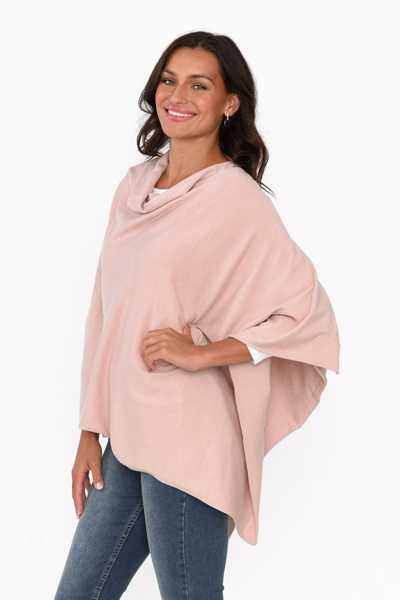 Amy Light Pink Wool Blend Poncho