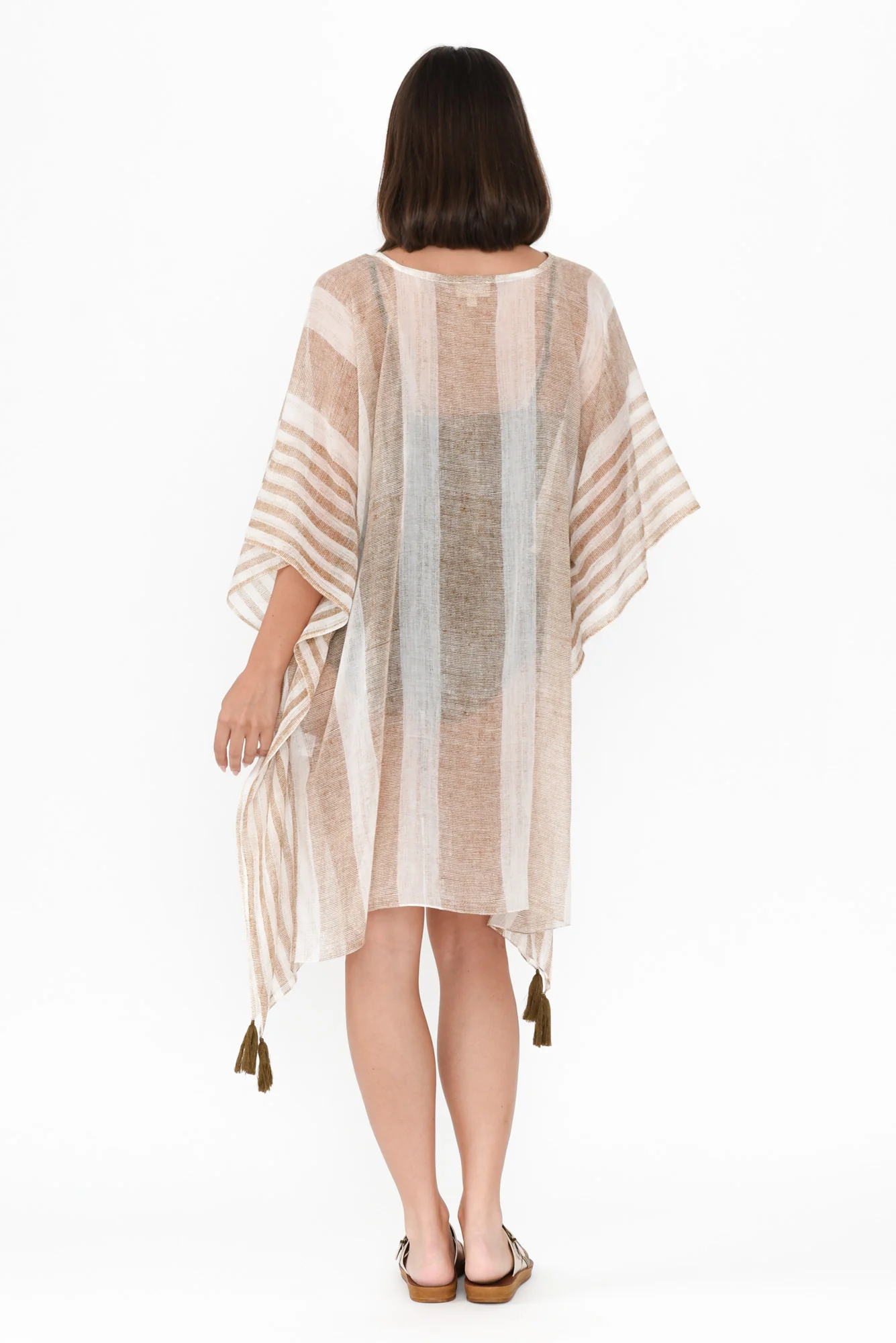 Stella Taupe Stripe Cotton Kaftan