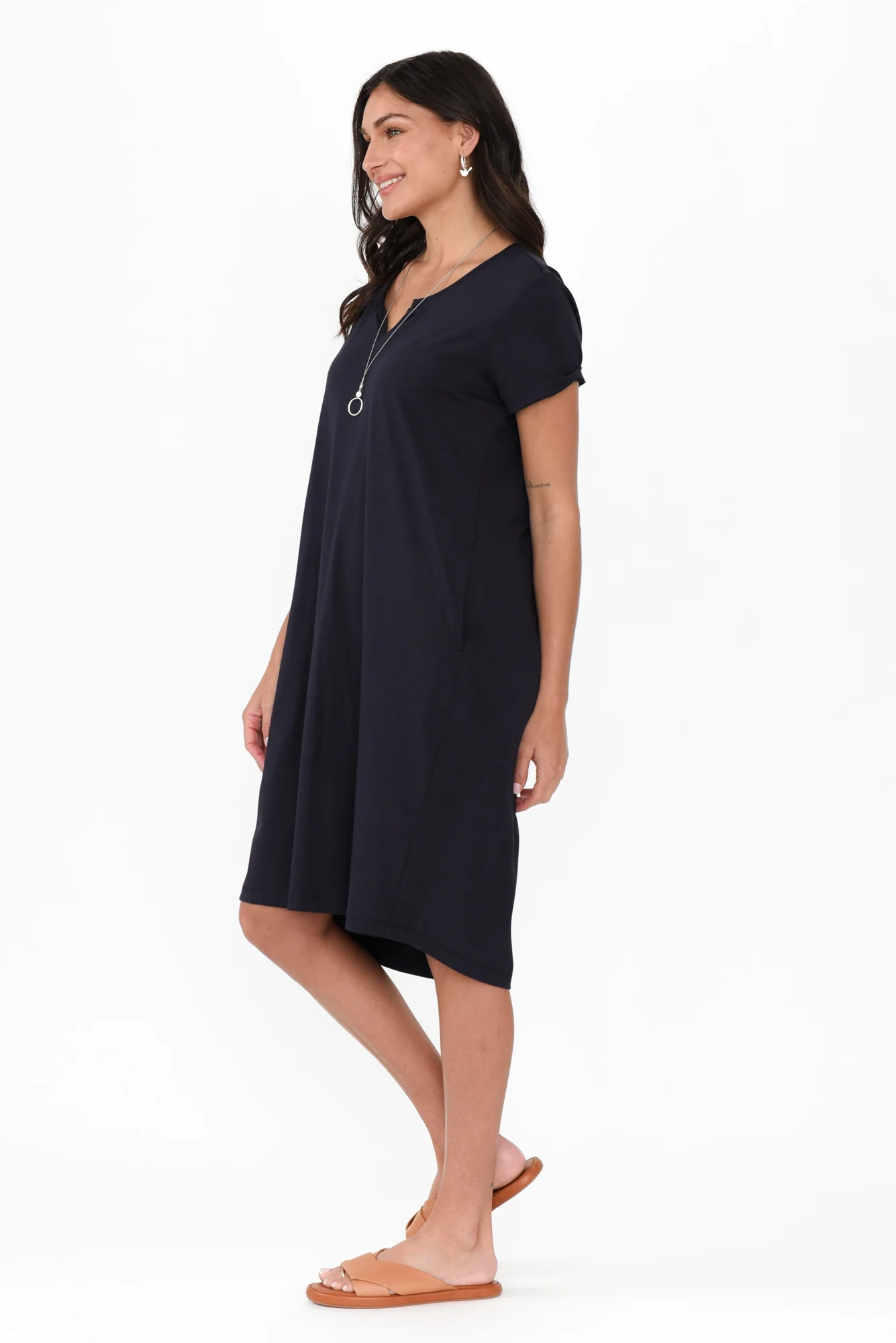 Mandy Navy Cotton Tee Dress