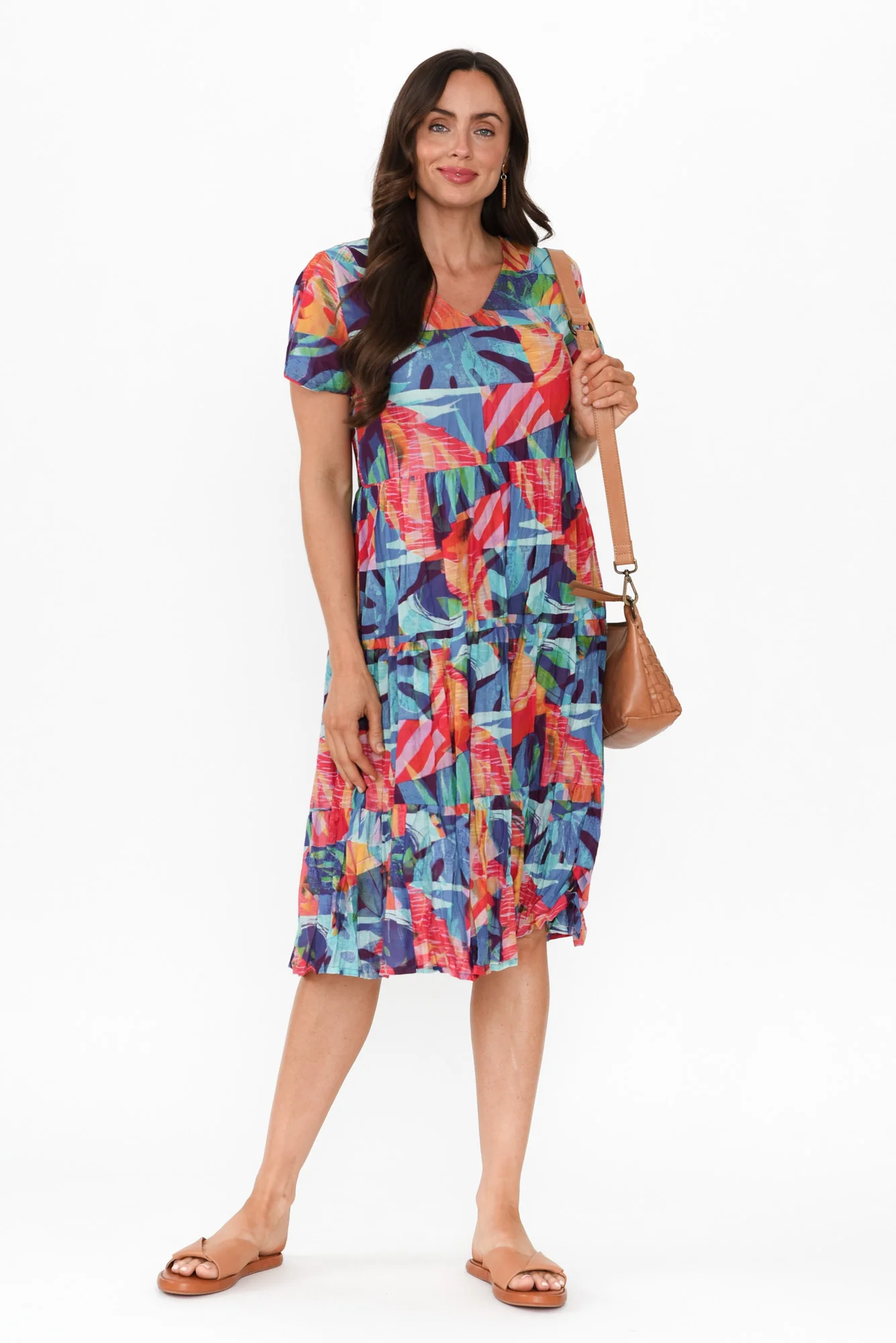 Lania Turquoise Garden Crinkle Cotton Dress
