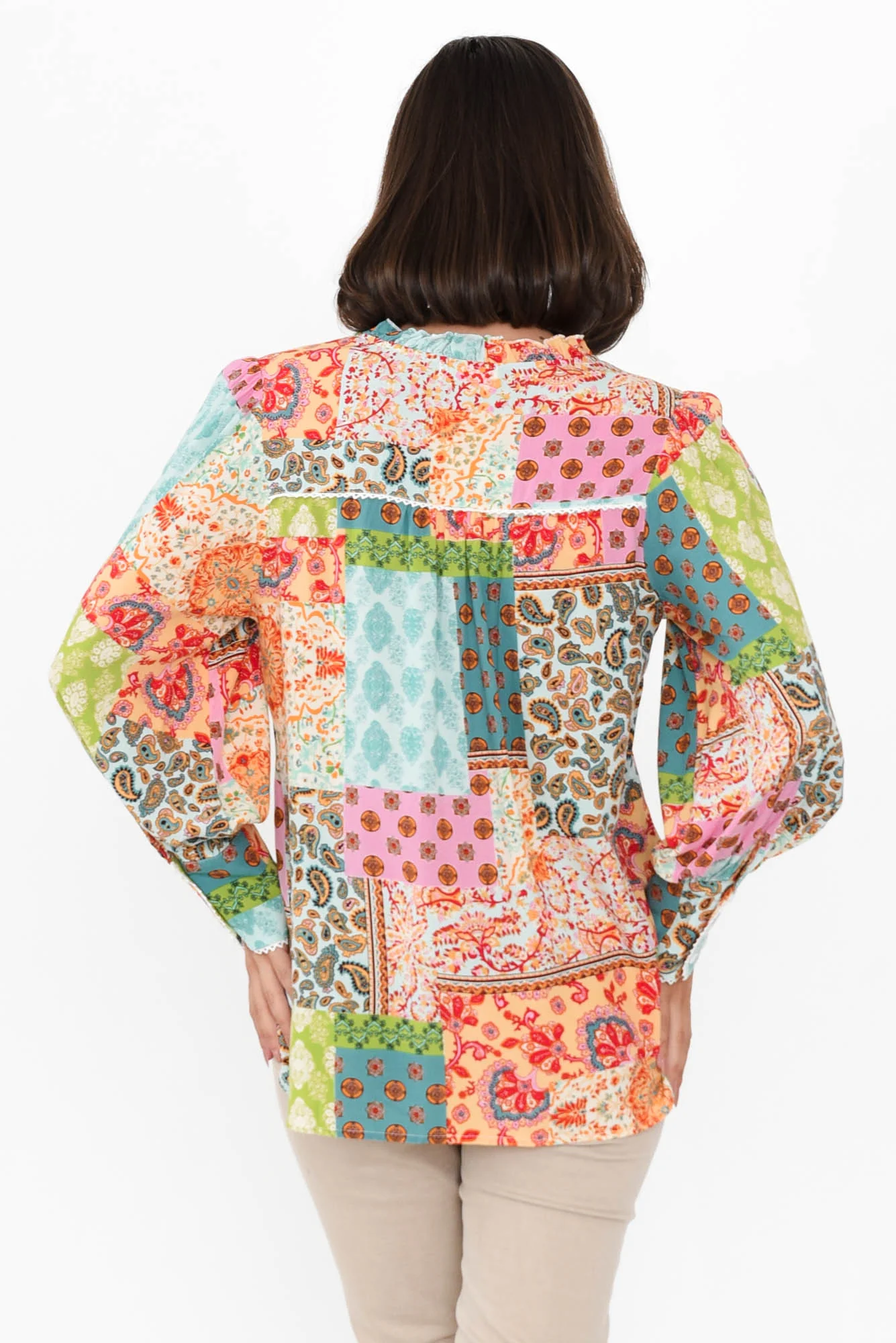 Sidra Yellow Mosaic Button Blouse