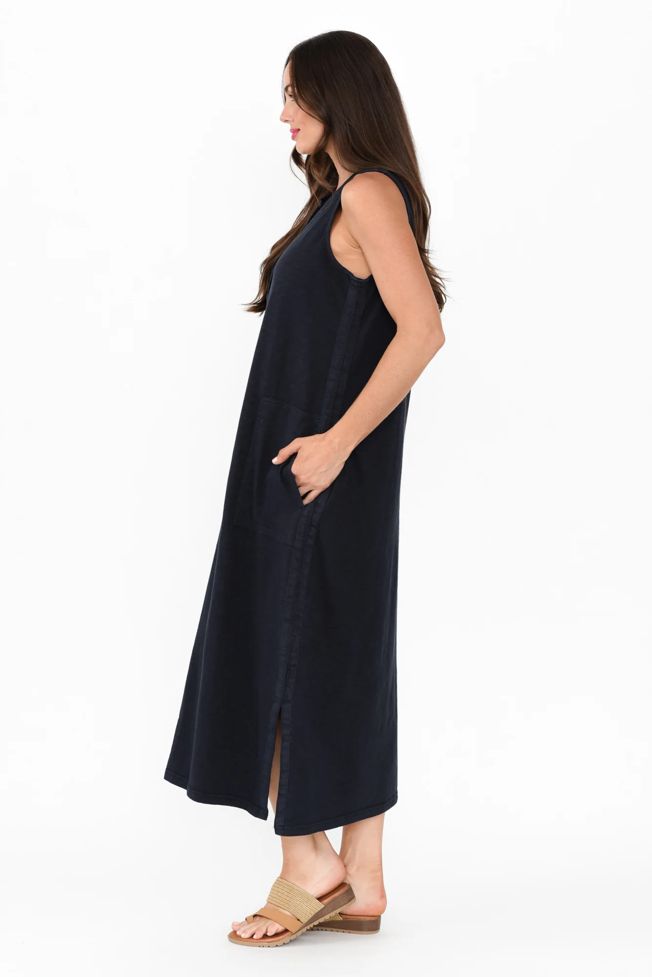 Elysian Navy Cotton Pocket Dress