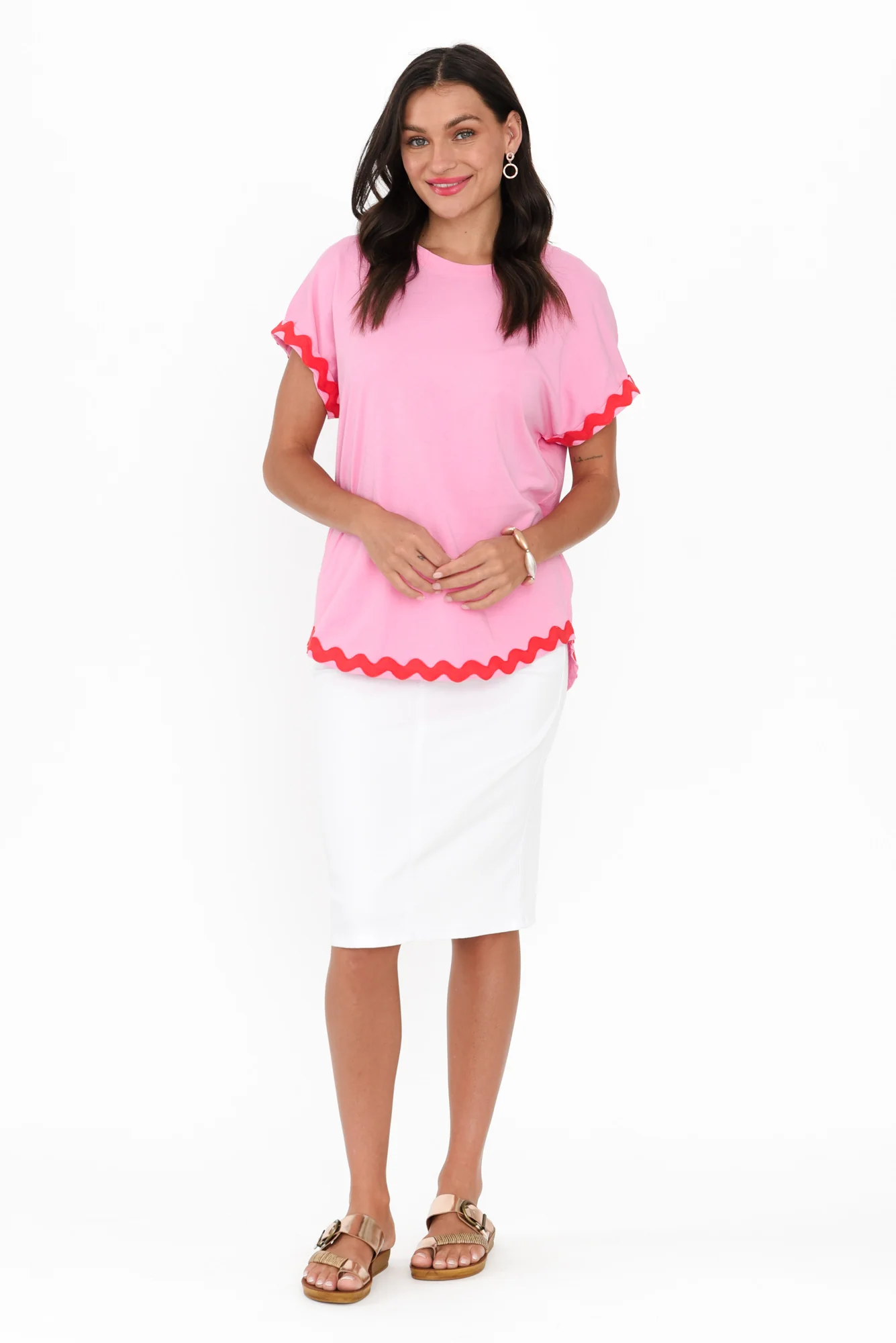 Sunny Pink Ric Rac Cotton Tee