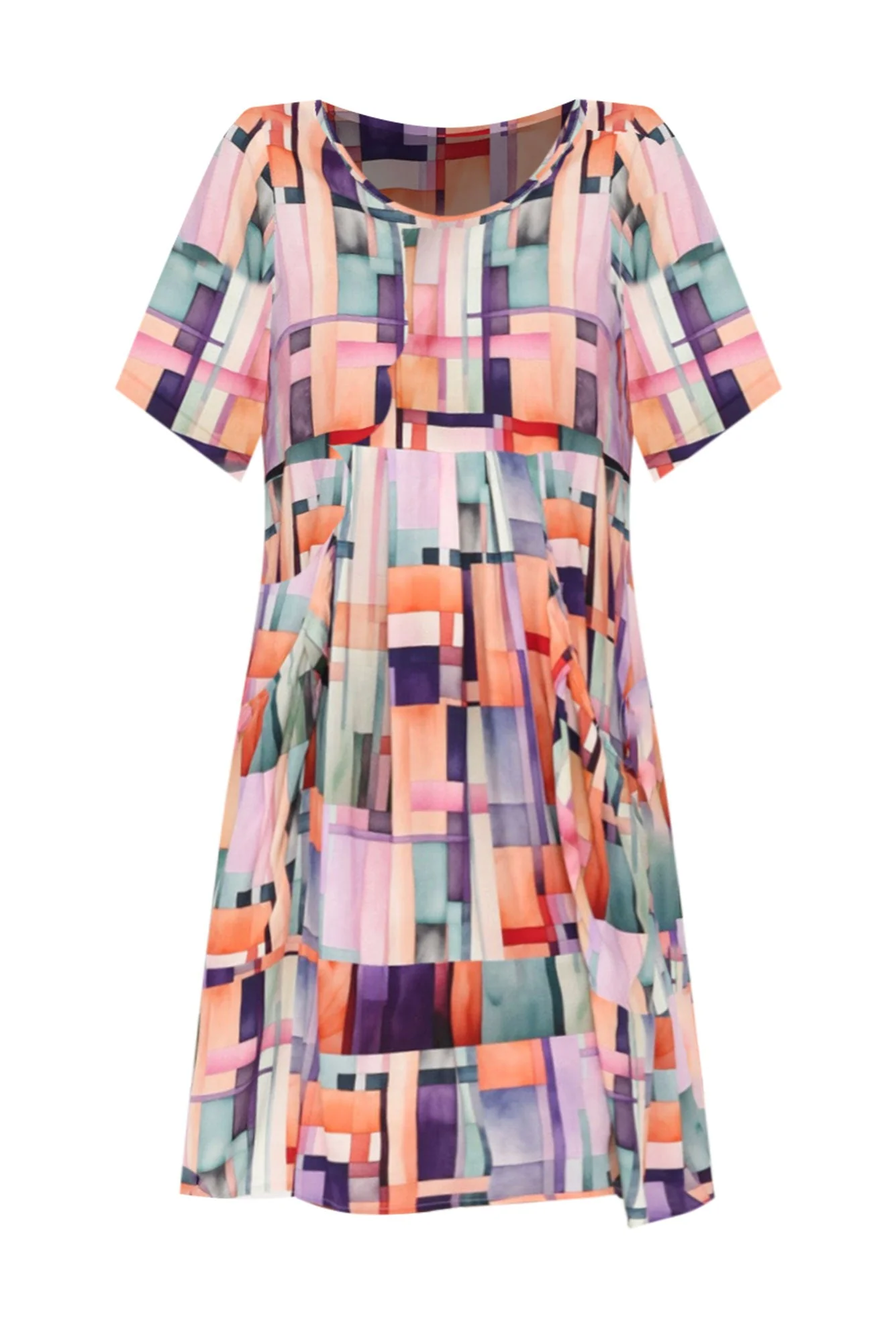 Floria Purple Geo Pocket Dress