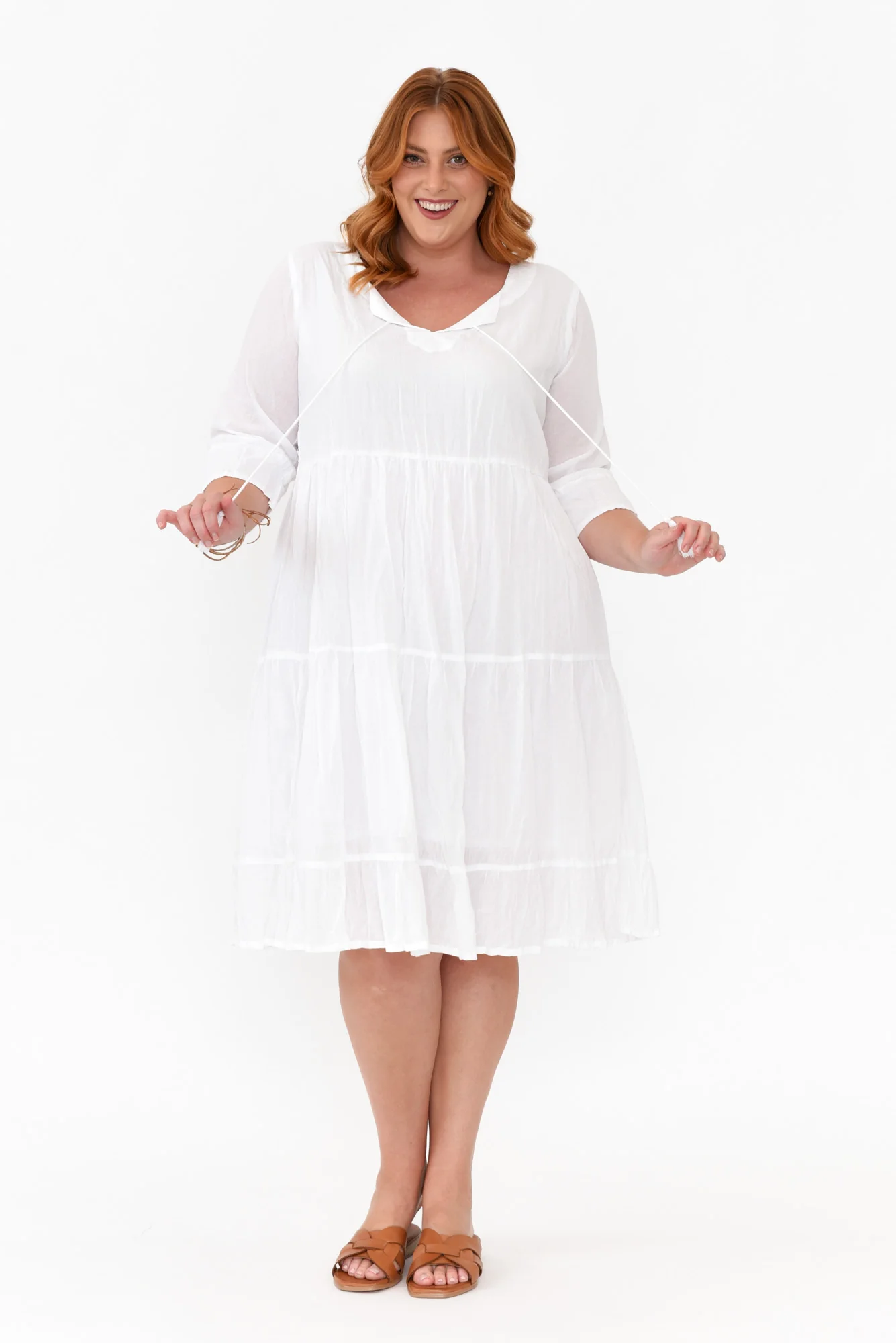 Milana White Crinkle Cotton Dress