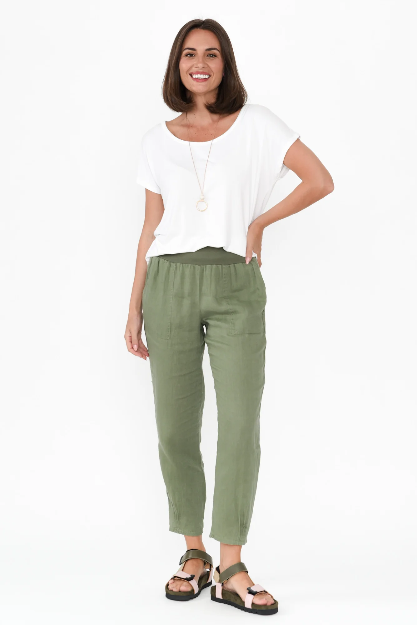 Tatum Khaki Linen Pants