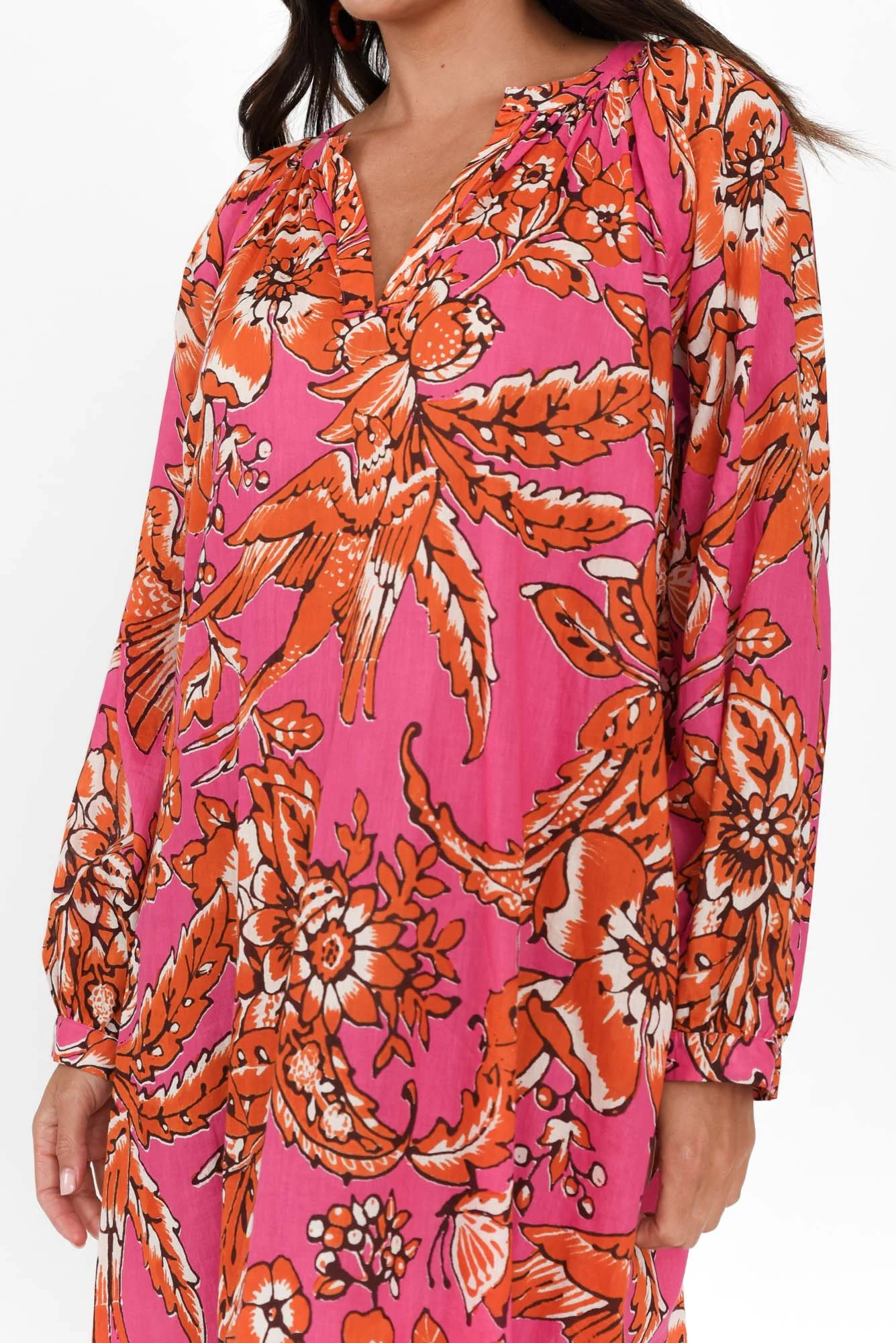 Liliana Orange Garden Cotton Kaftan