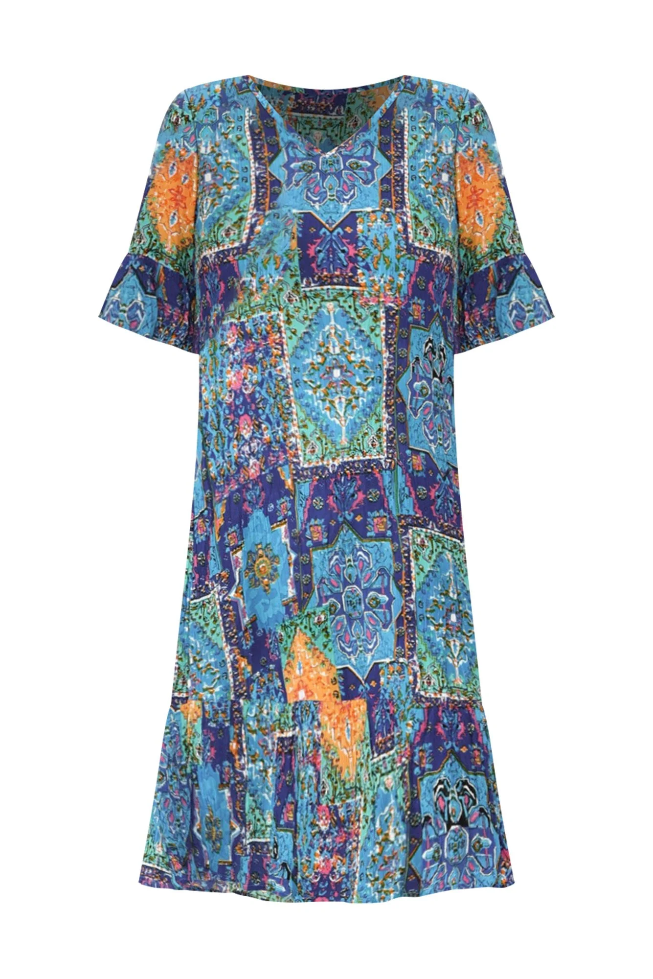 Calla Green Mosaic Crinkle Dress