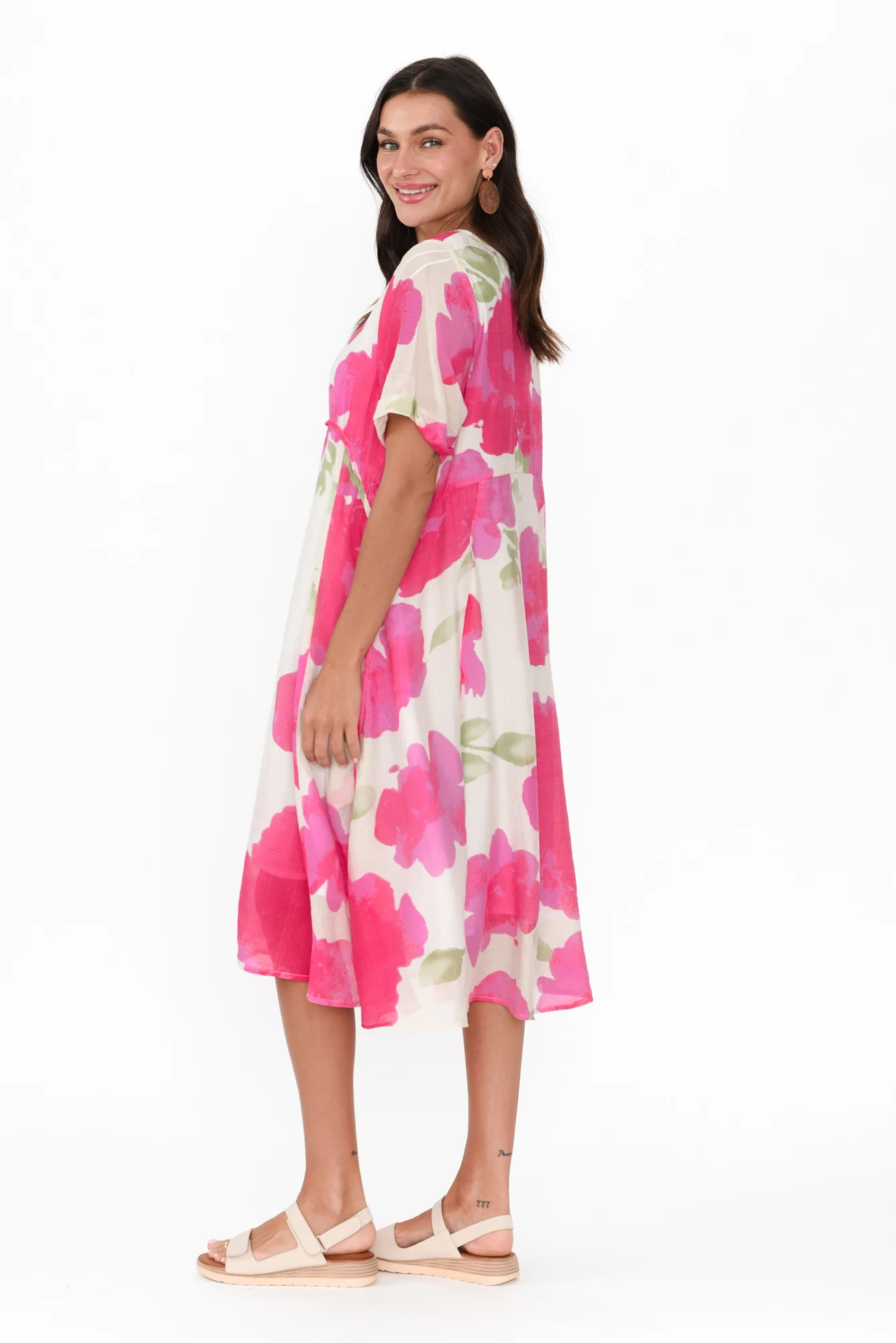 Sora Pink Floral Crescent Dress