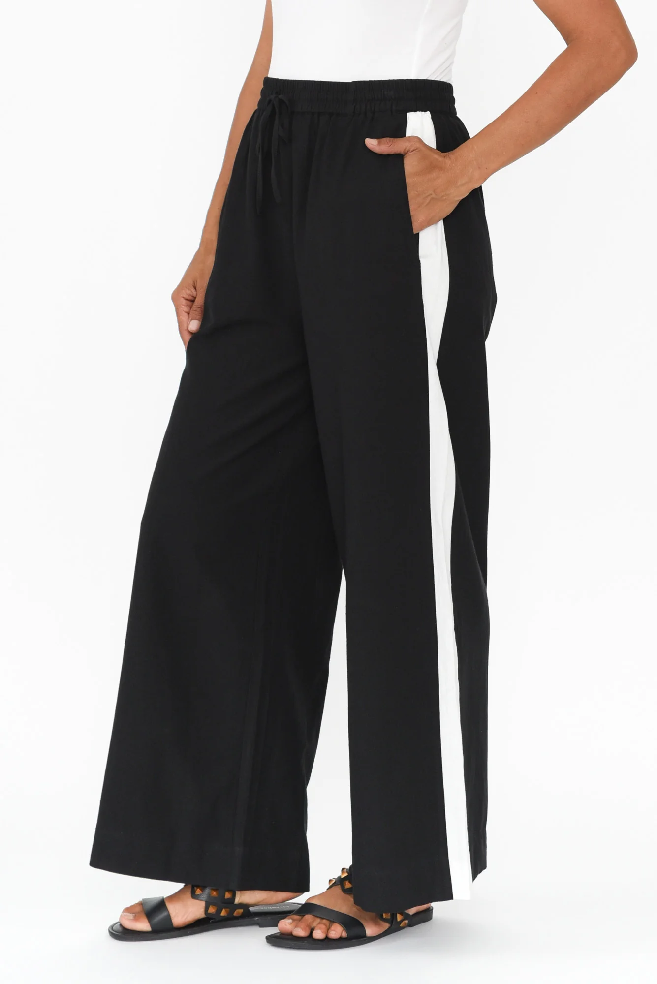 Francis Black Stripe Drawstring Pants