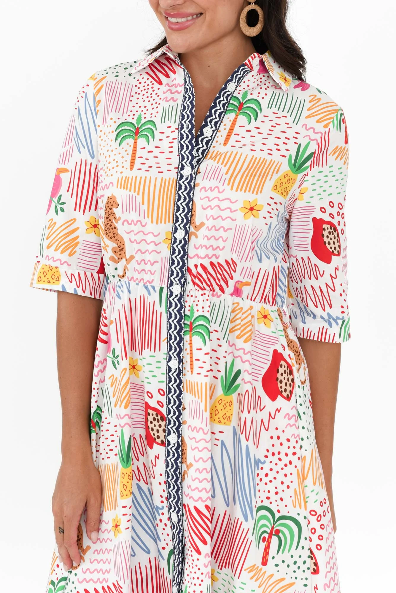 Grace Pink Jungle Cotton Poplin Dress