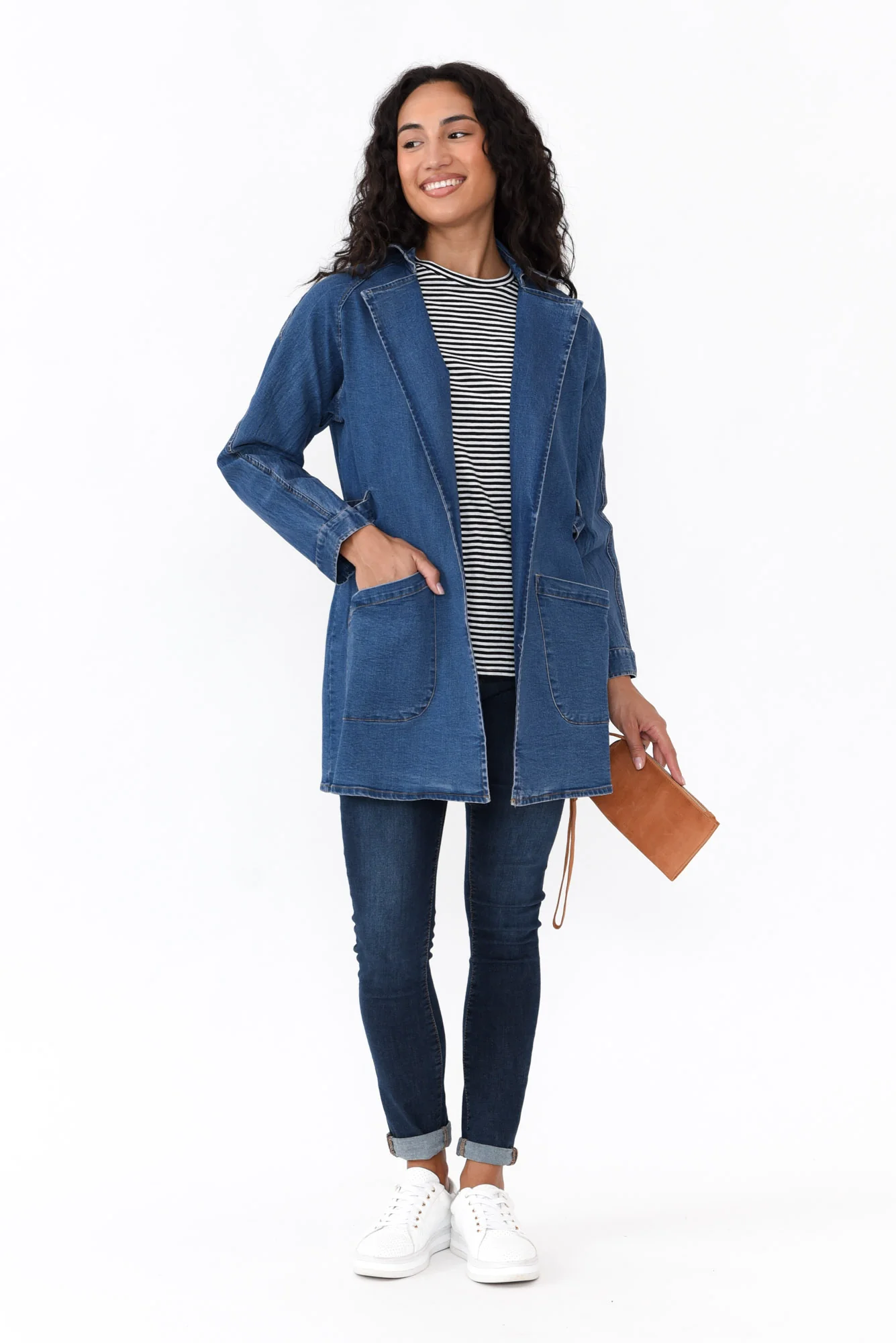 Brynn Blue Denim Tie Coat