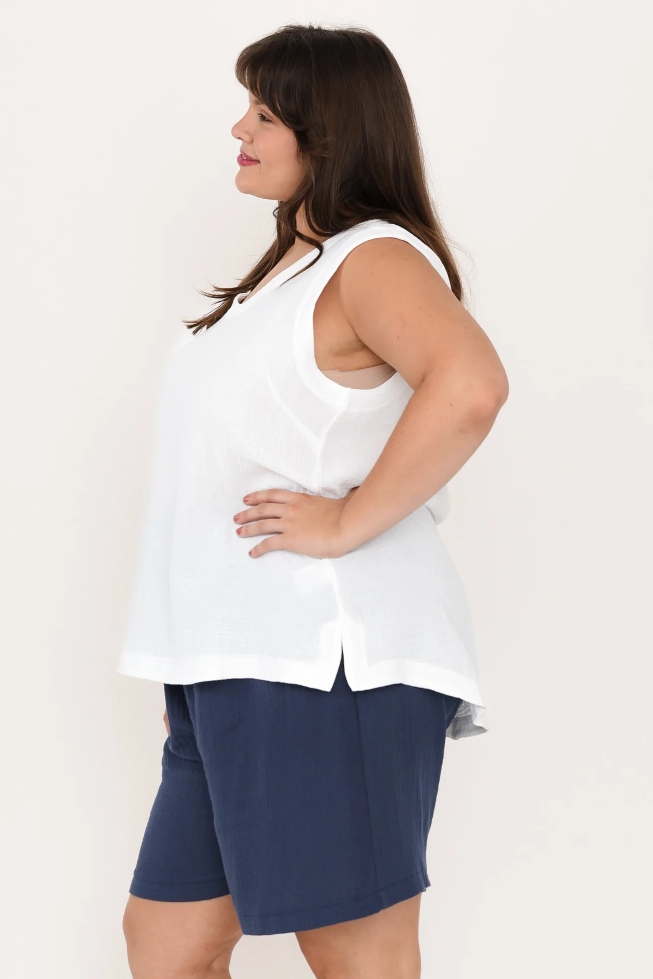 Reuben White Cotton Cheesecloth Tank