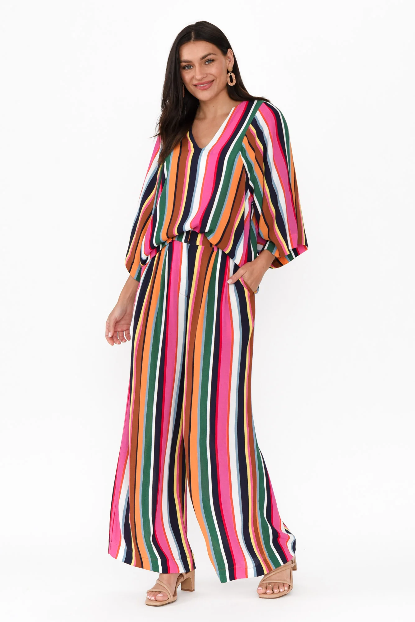 Dream Factory Multi Stripe Wide Leg Pants