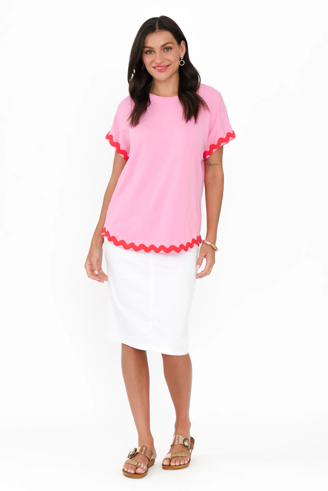 Sunny Pink Ric Rac Cotton Tee