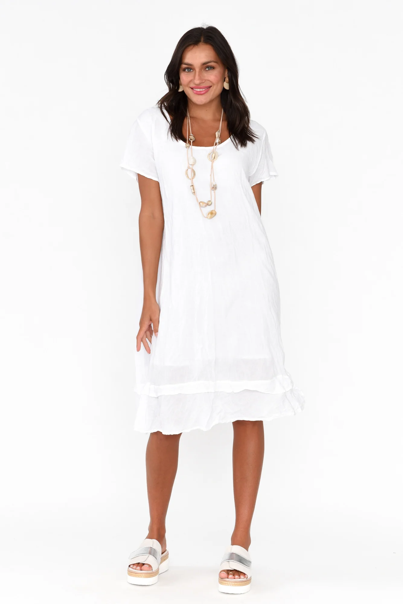 Lauren White Crinkle Cotton Dress