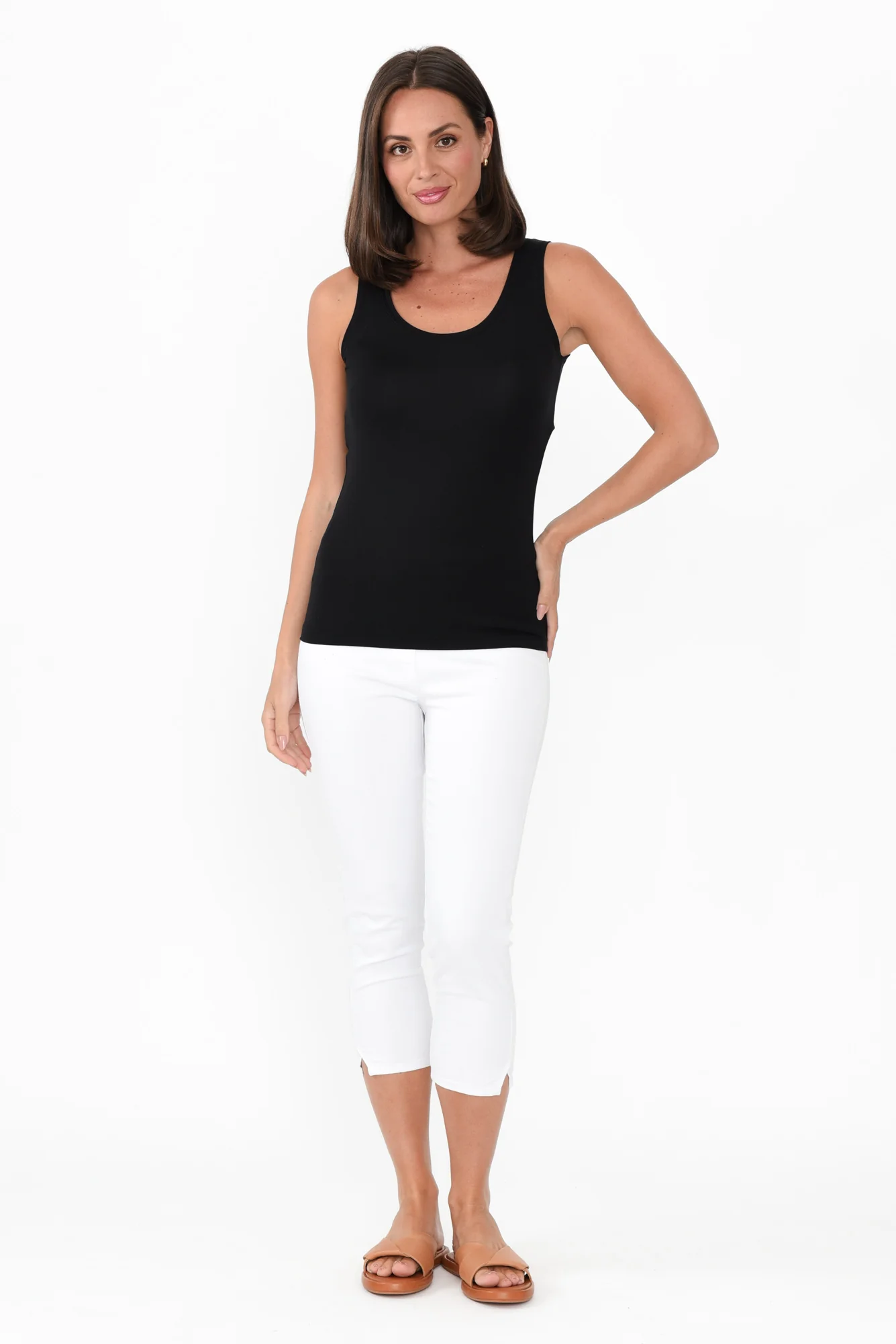 Black Micro Modal Scoop Singlet