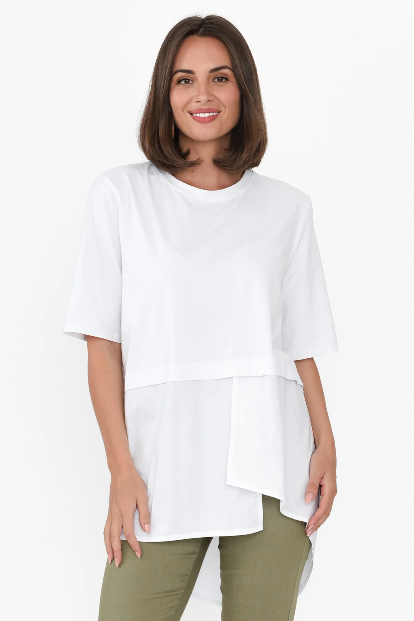 Emberley White Cotton Asymmetrical Top
