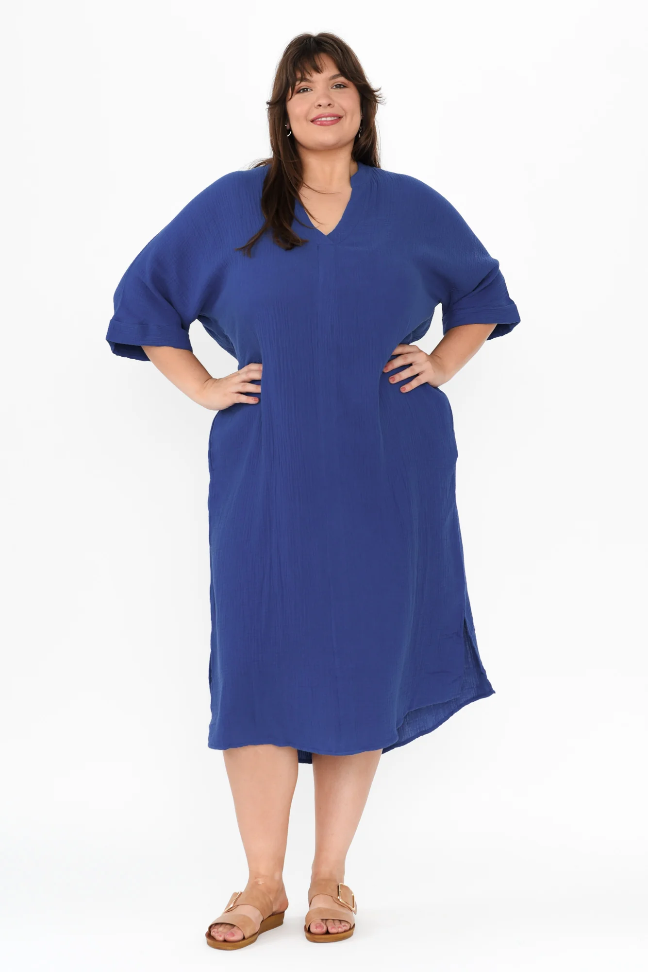 Juniper Cobalt Cotton Cheesecloth Dress