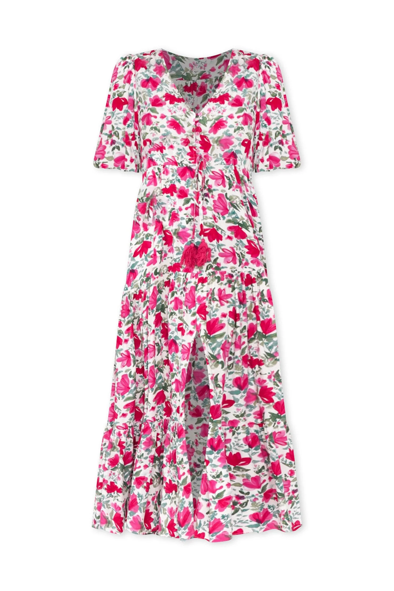 Lainey Fuchsia Floral Tier Dress