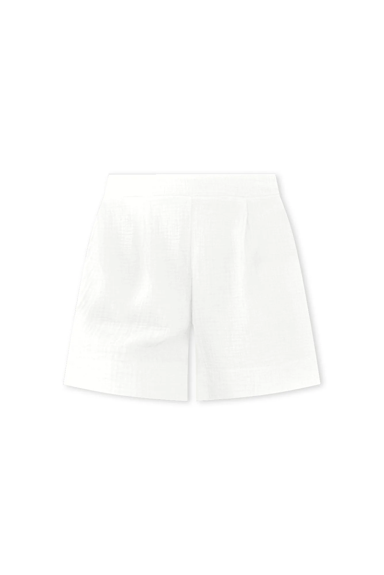 Devia White Cotton Cheesecloth Shorts